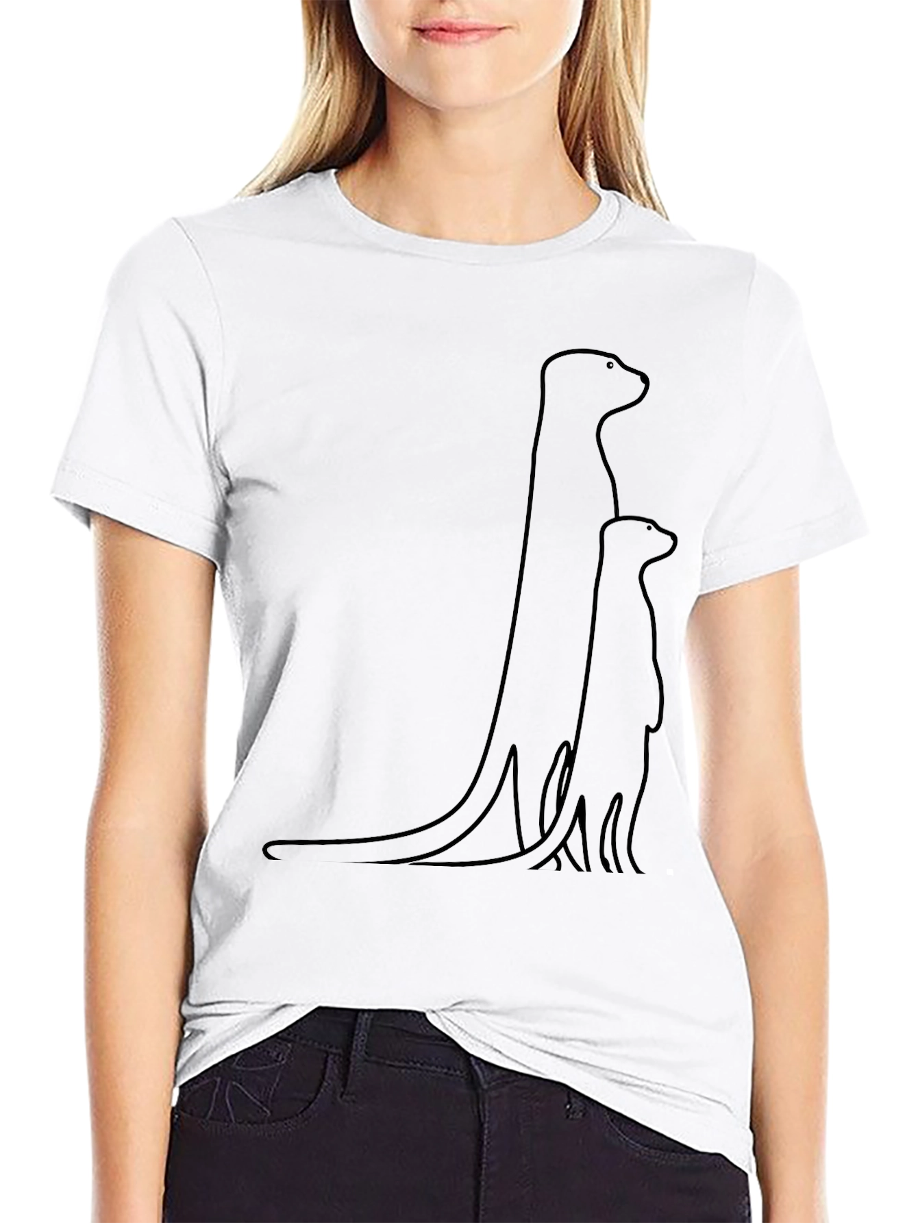 Minimalist Meerkat Family T-Shirt - Black