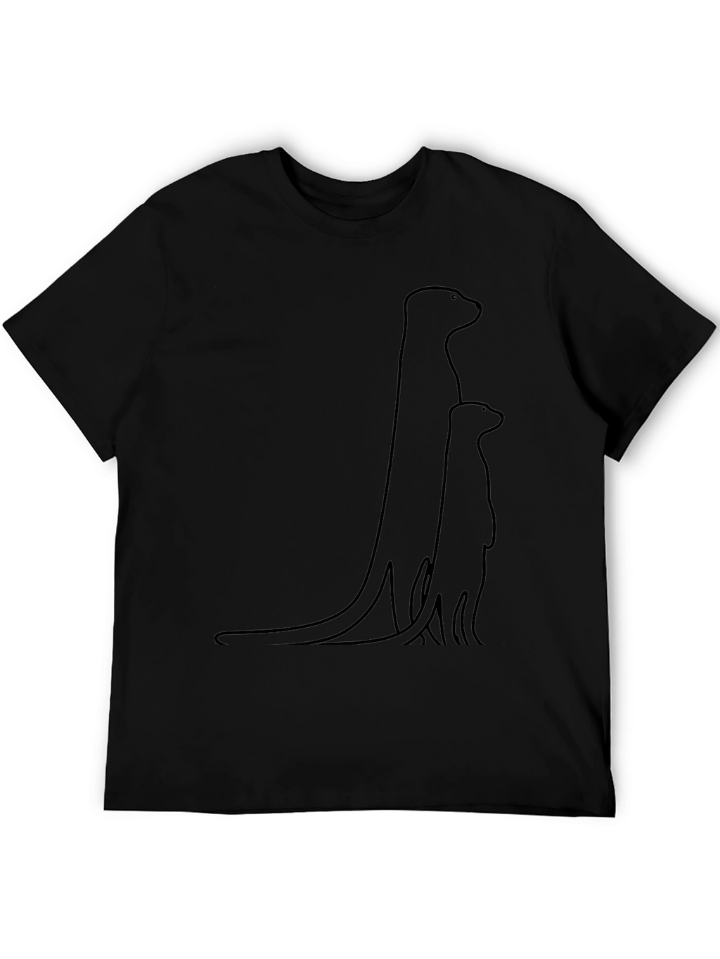 Minimalist Meerkat Family T-Shirt - Black