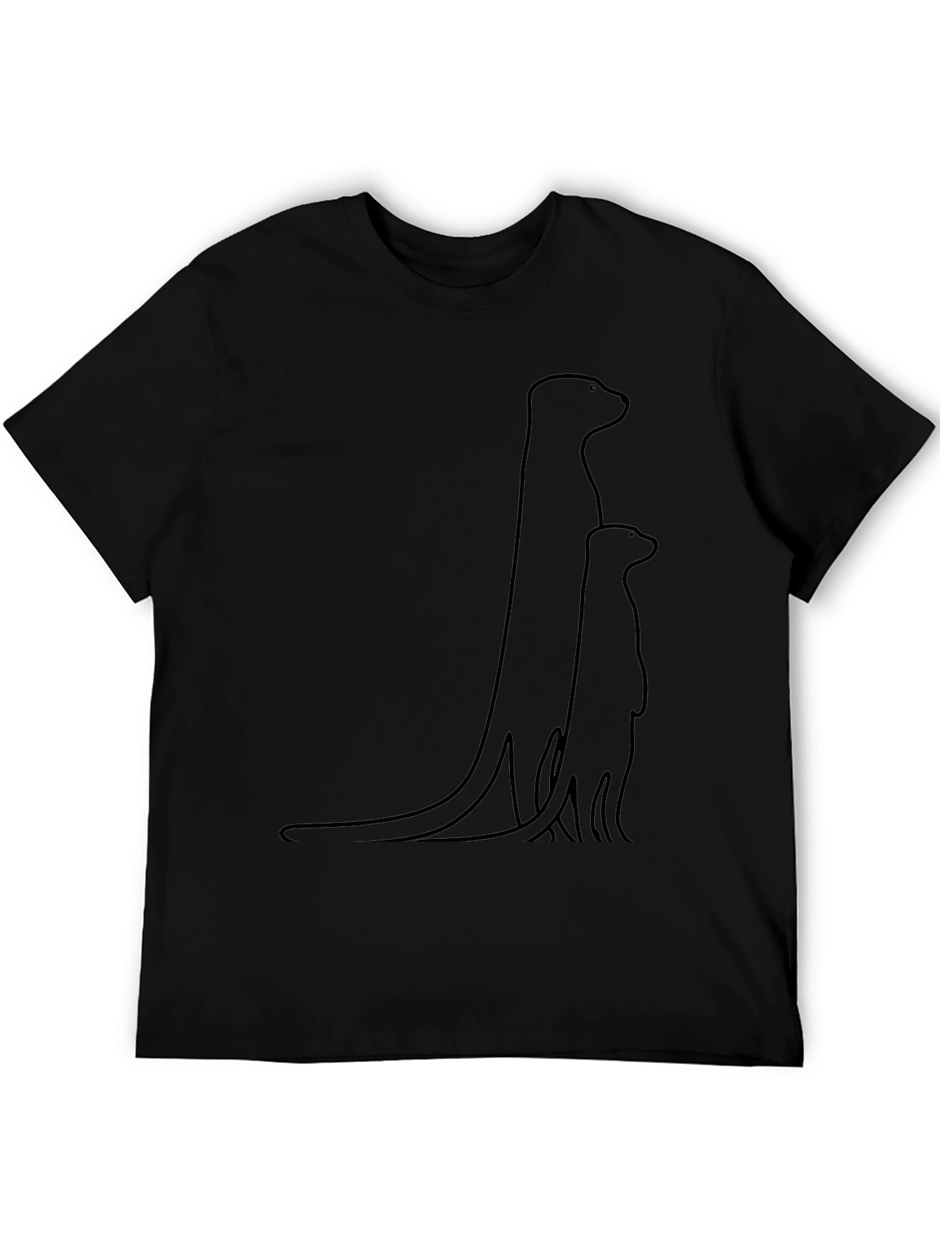 Minimalist Meerkat Family T-Shirt - Black