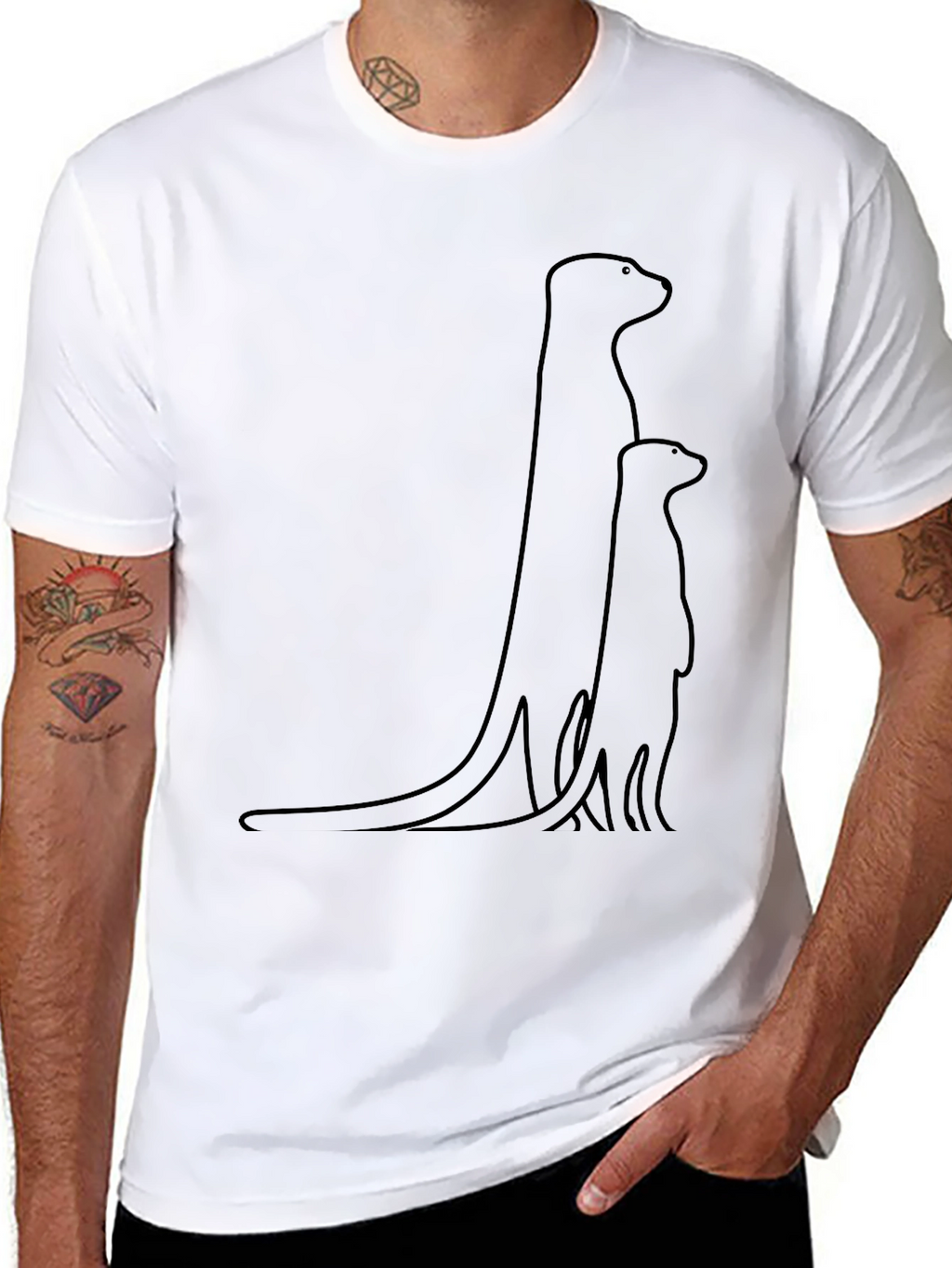 Minimalist Meerkat Family T-Shirt - Black