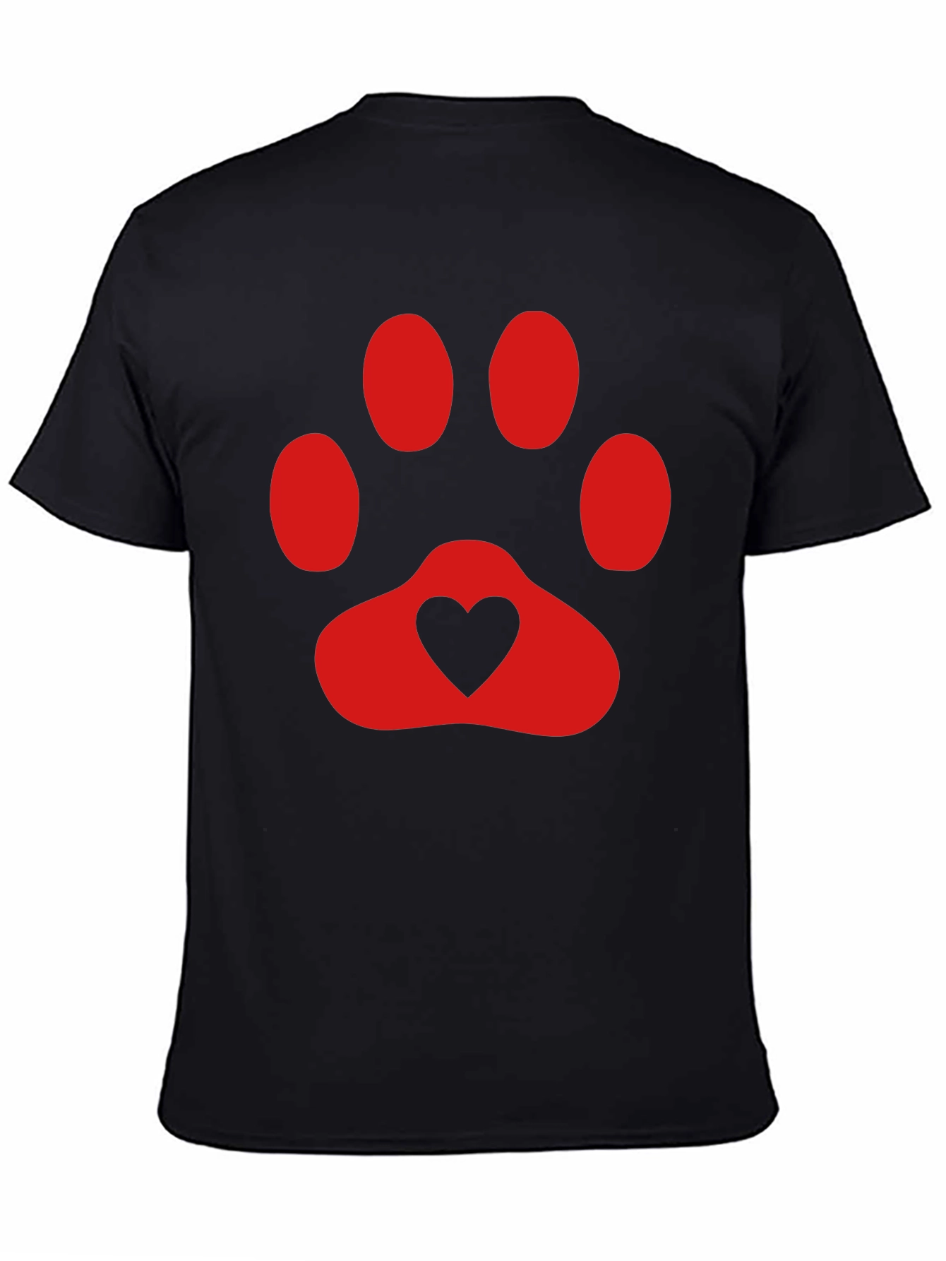 Heart Paw Print T-Shirt - Black