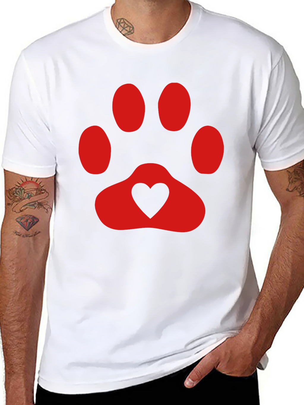 Heart Paw Print T-Shirt - Black