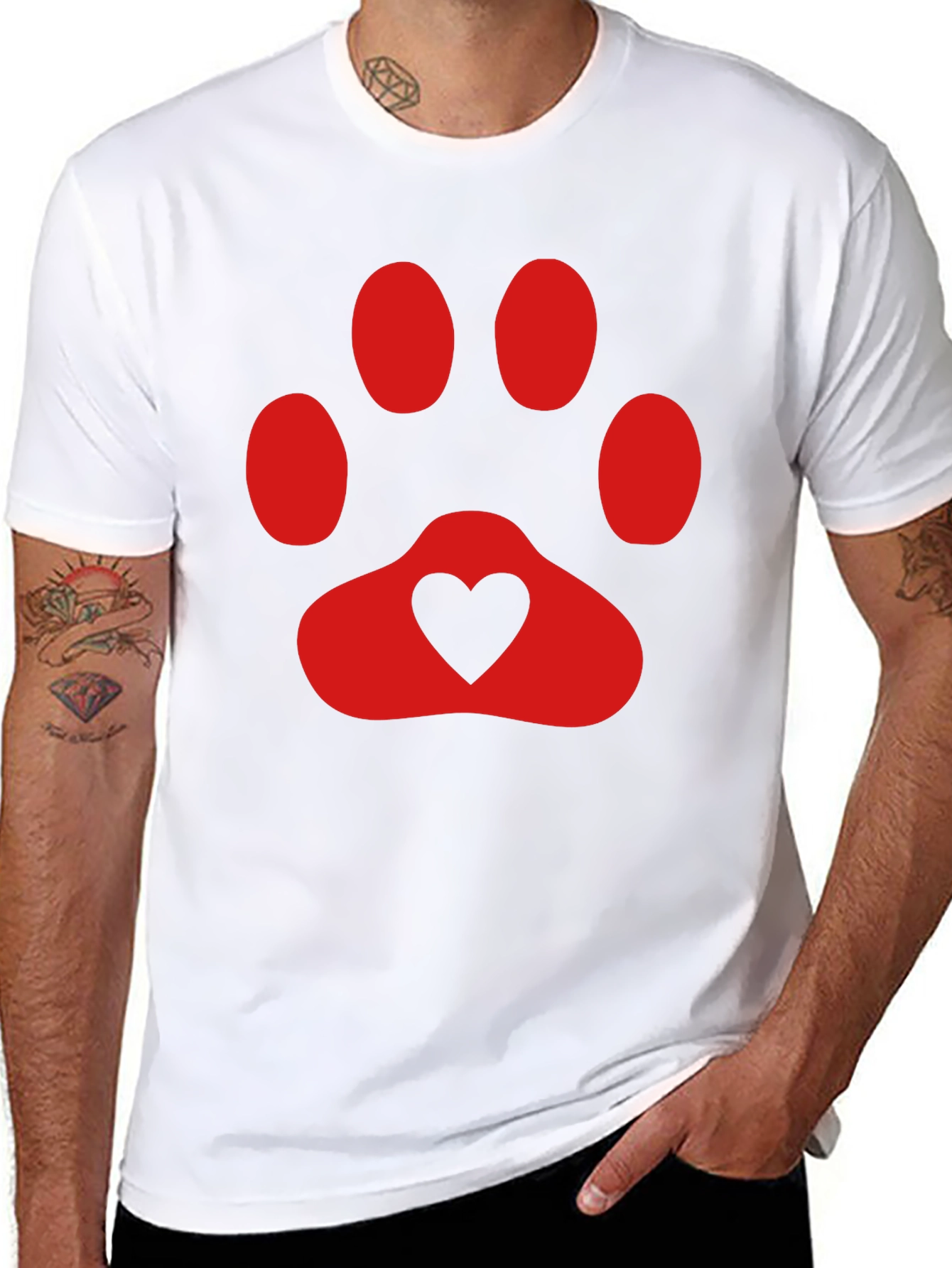 Heart Paw Print T-Shirt - Black