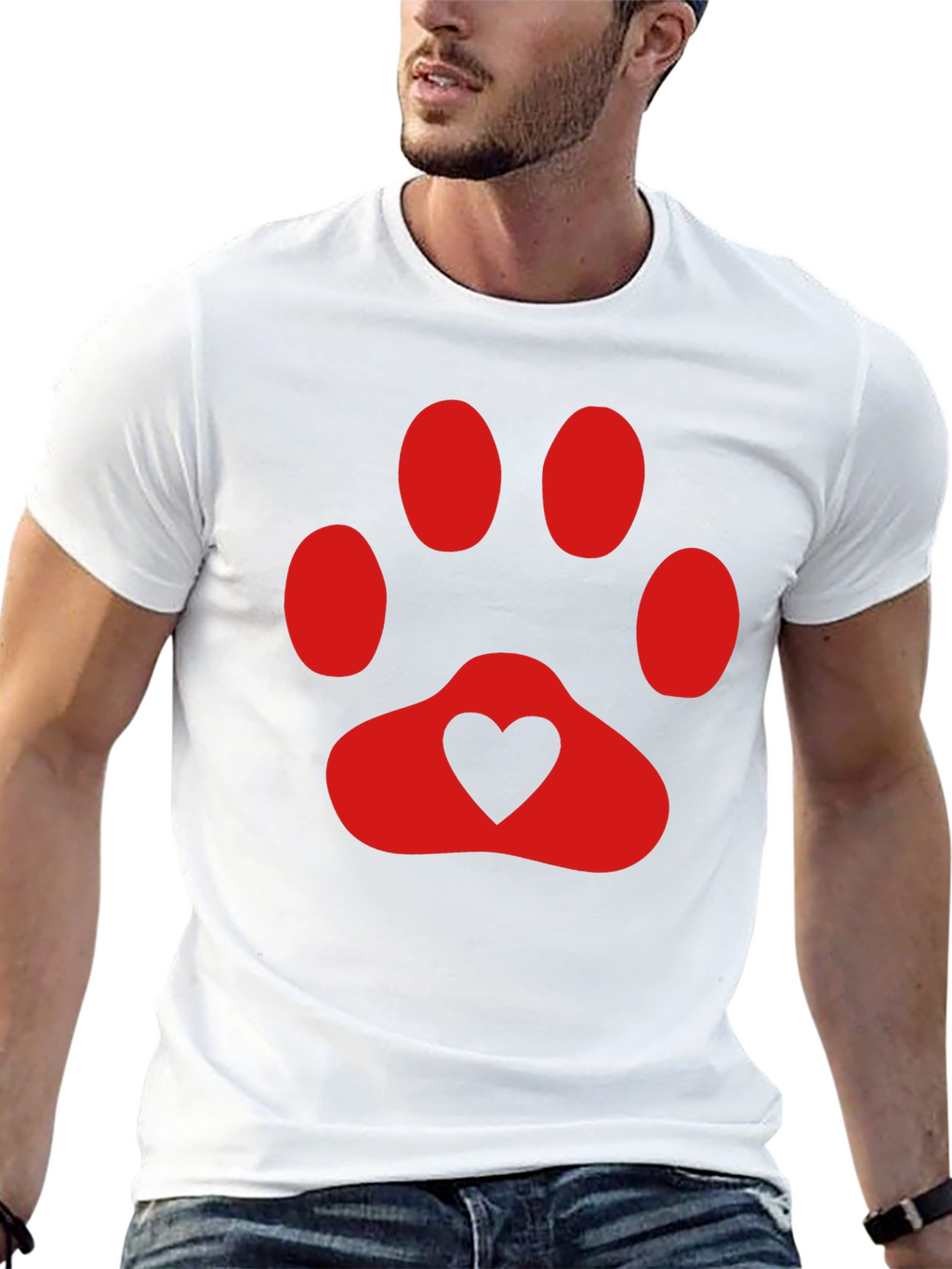 Heart Paw Print T-Shirt - Black