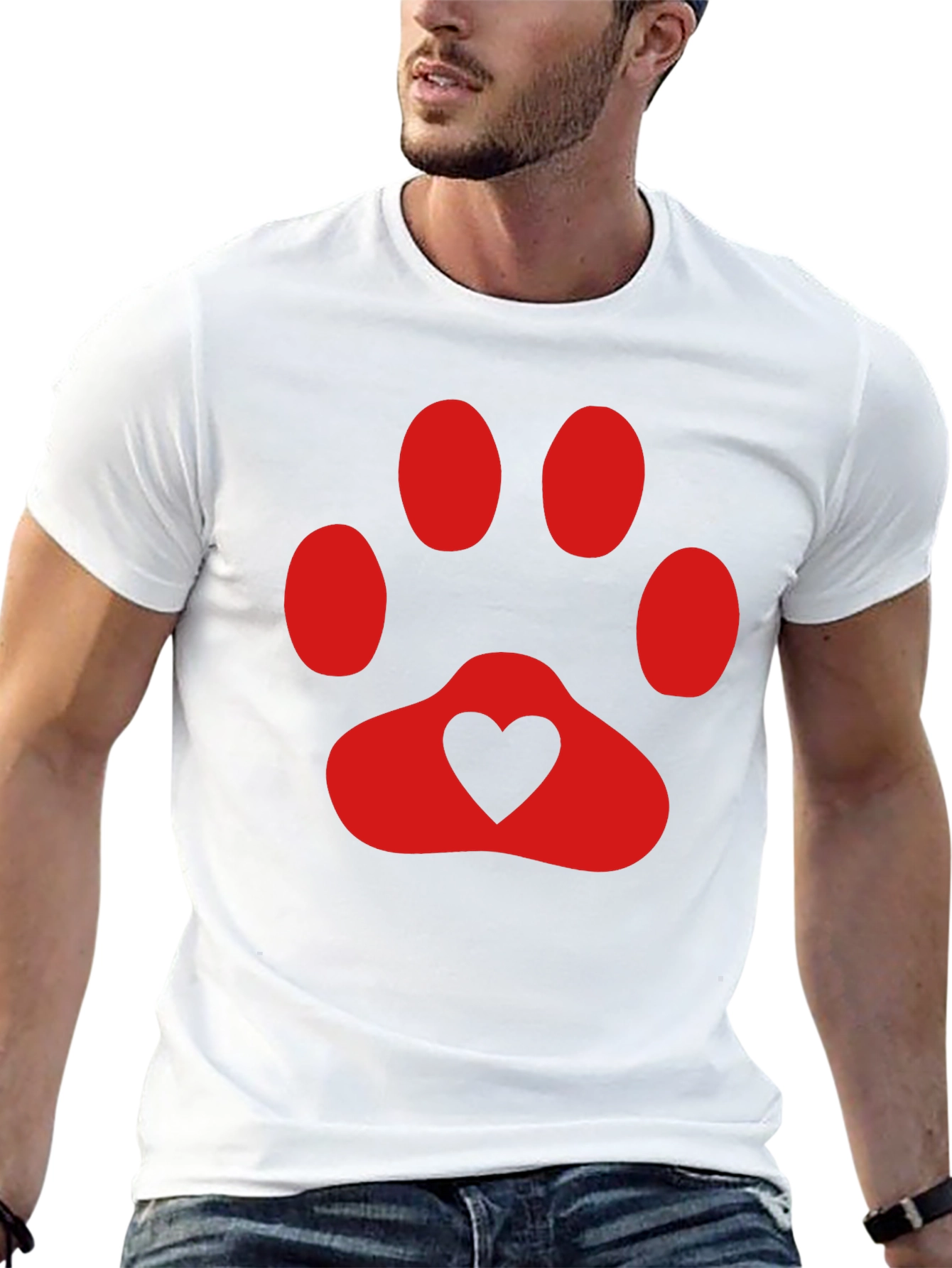 Heart Paw Print T-Shirt - Black