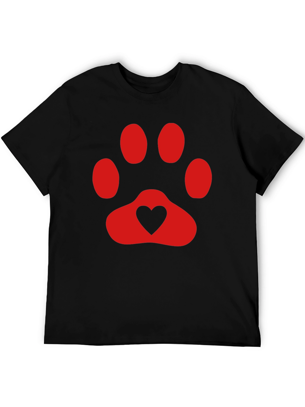 Heart Paw Print T-Shirt - Black