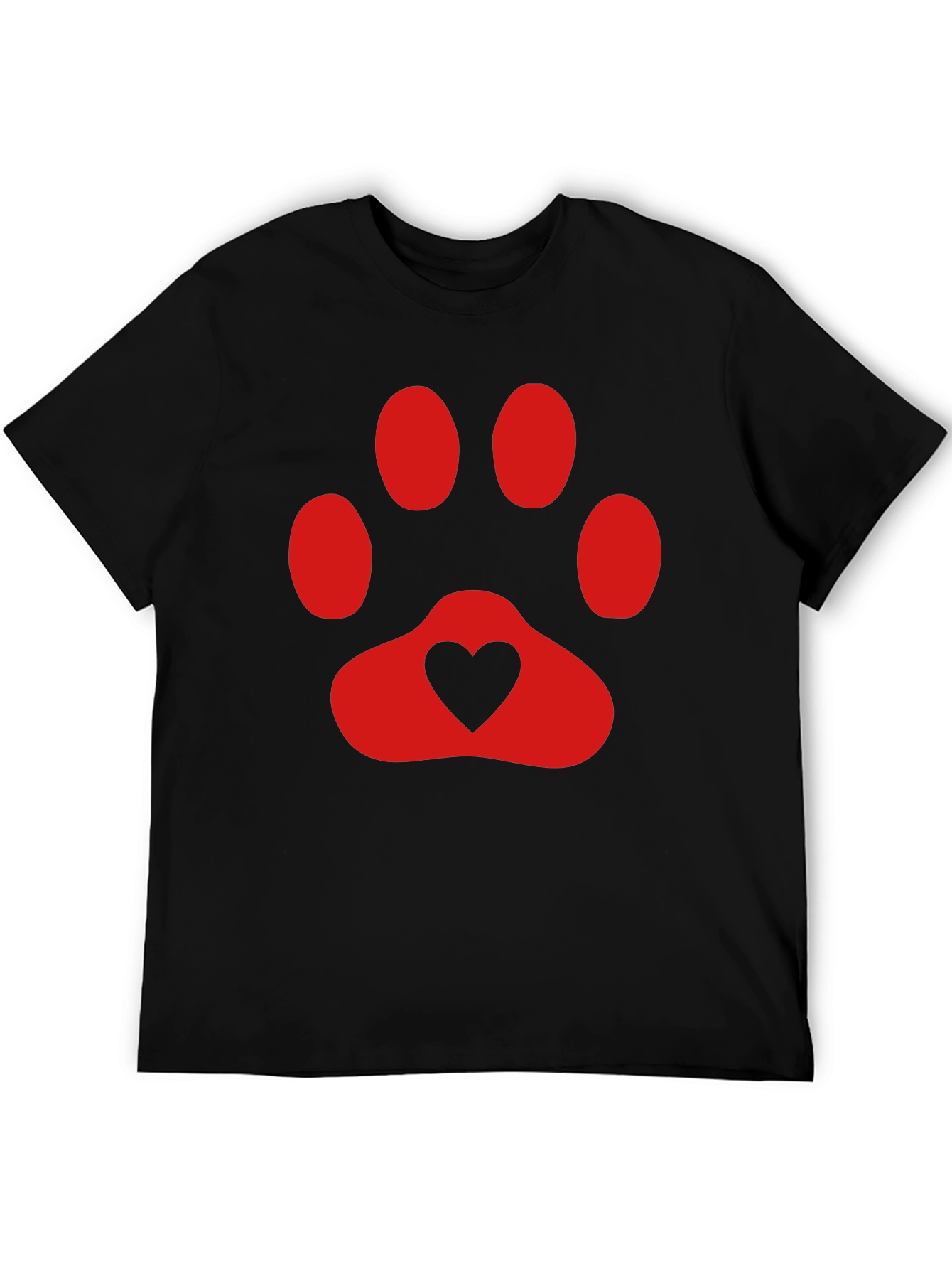 Heart Paw Print T-Shirt - Black