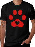 Heart Paw Print T-Shirt - Black