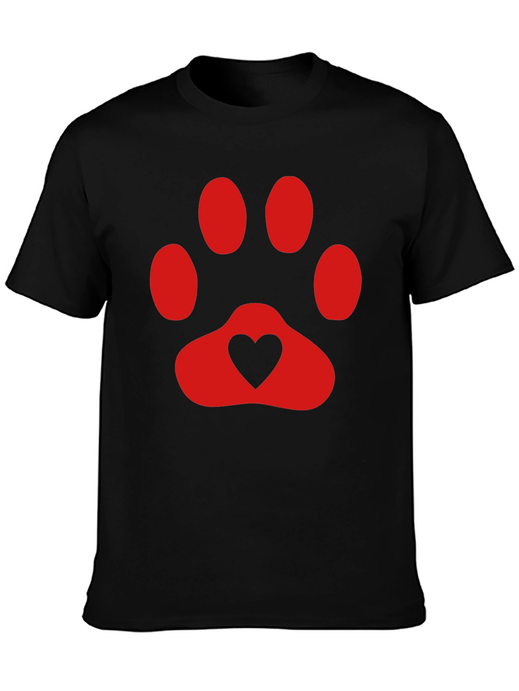 Heart Paw Print T-Shirt - Black