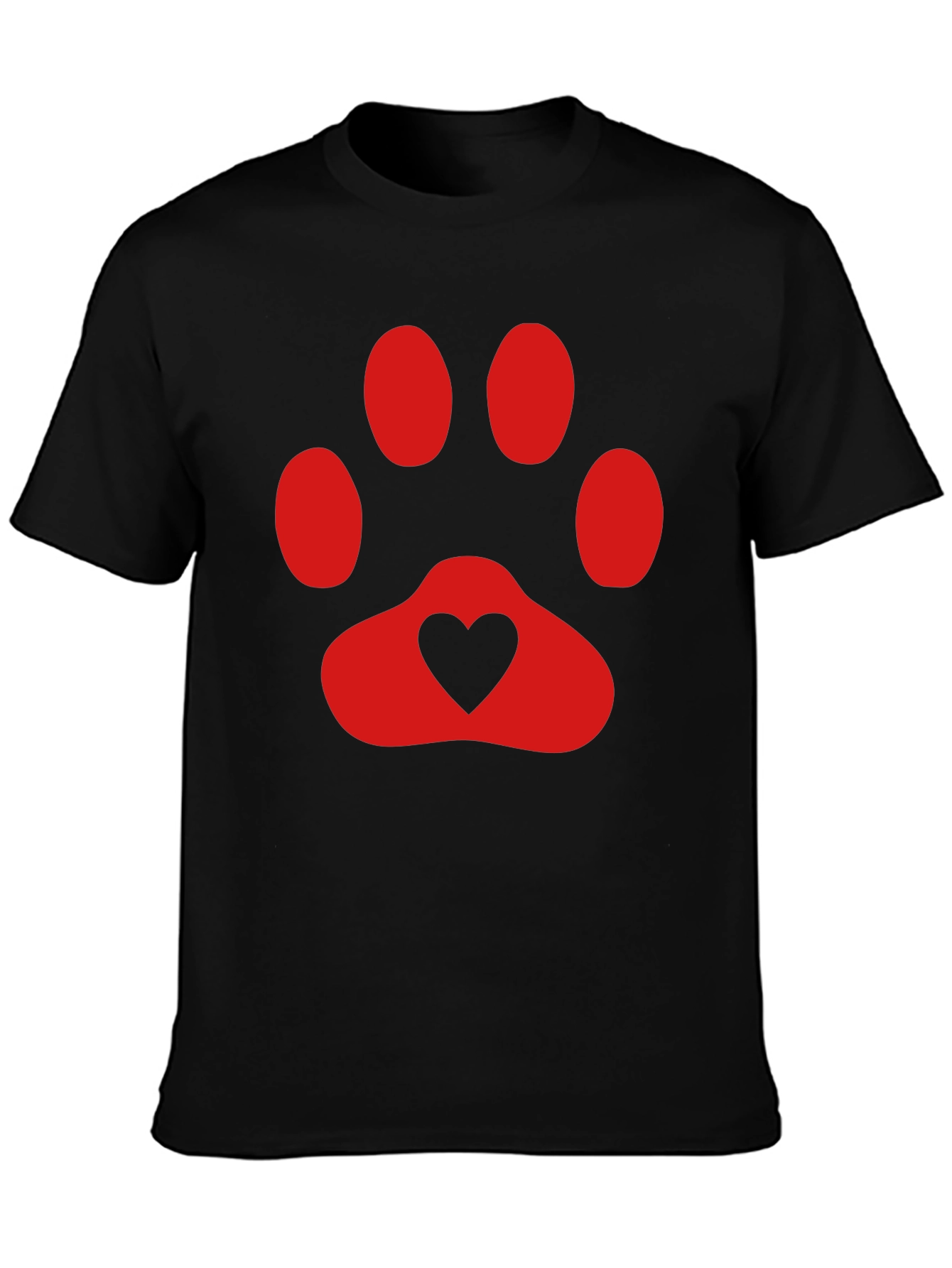 Heart Paw Print T-Shirt - Black