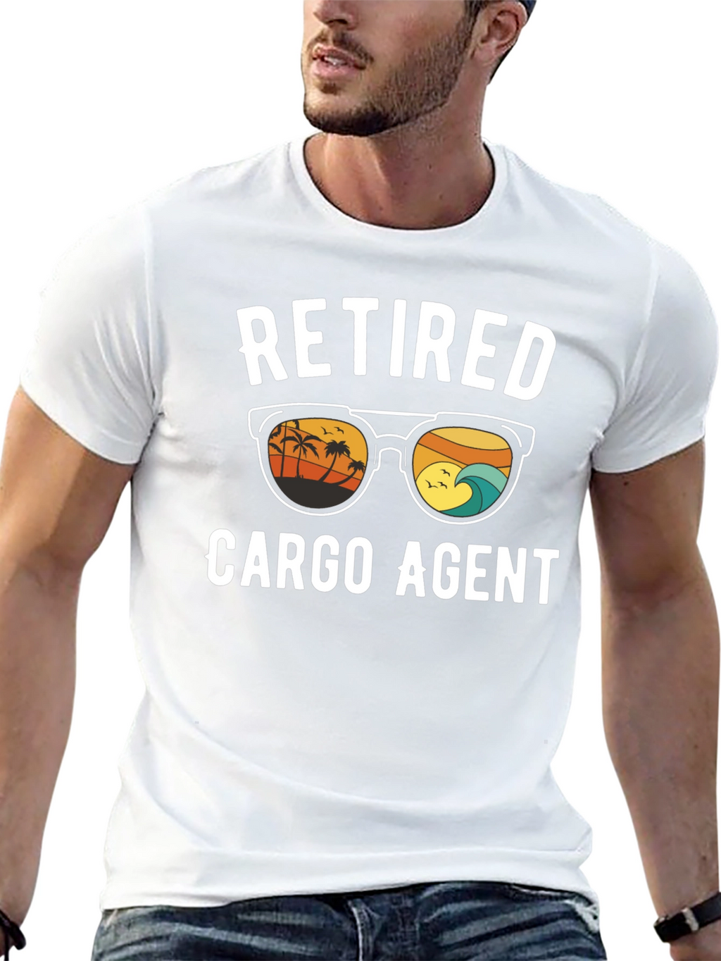 Retired Cargo Agent T-Shirt - Beach Design
