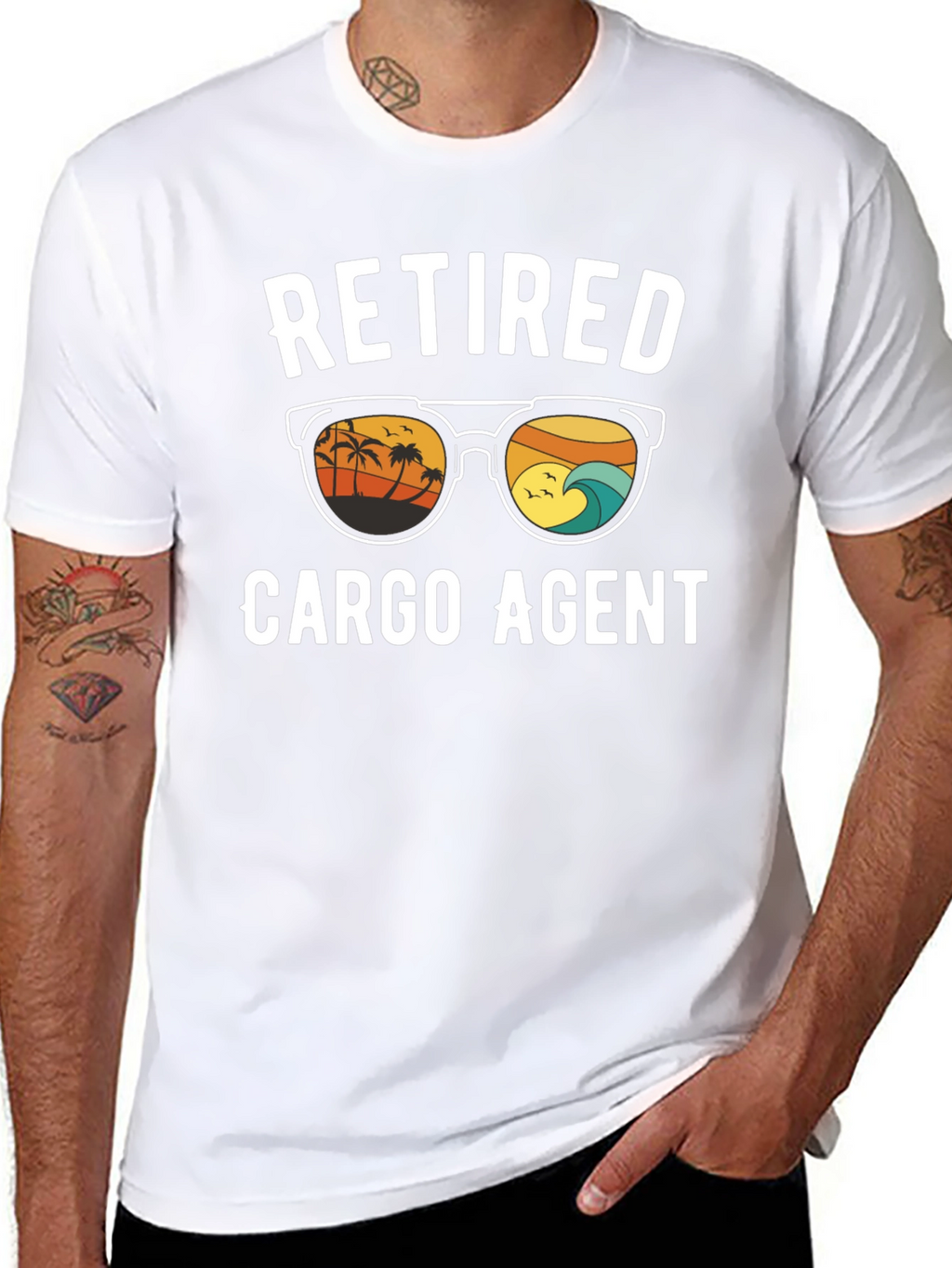 Retired Cargo Agent T-Shirt - Beach Design