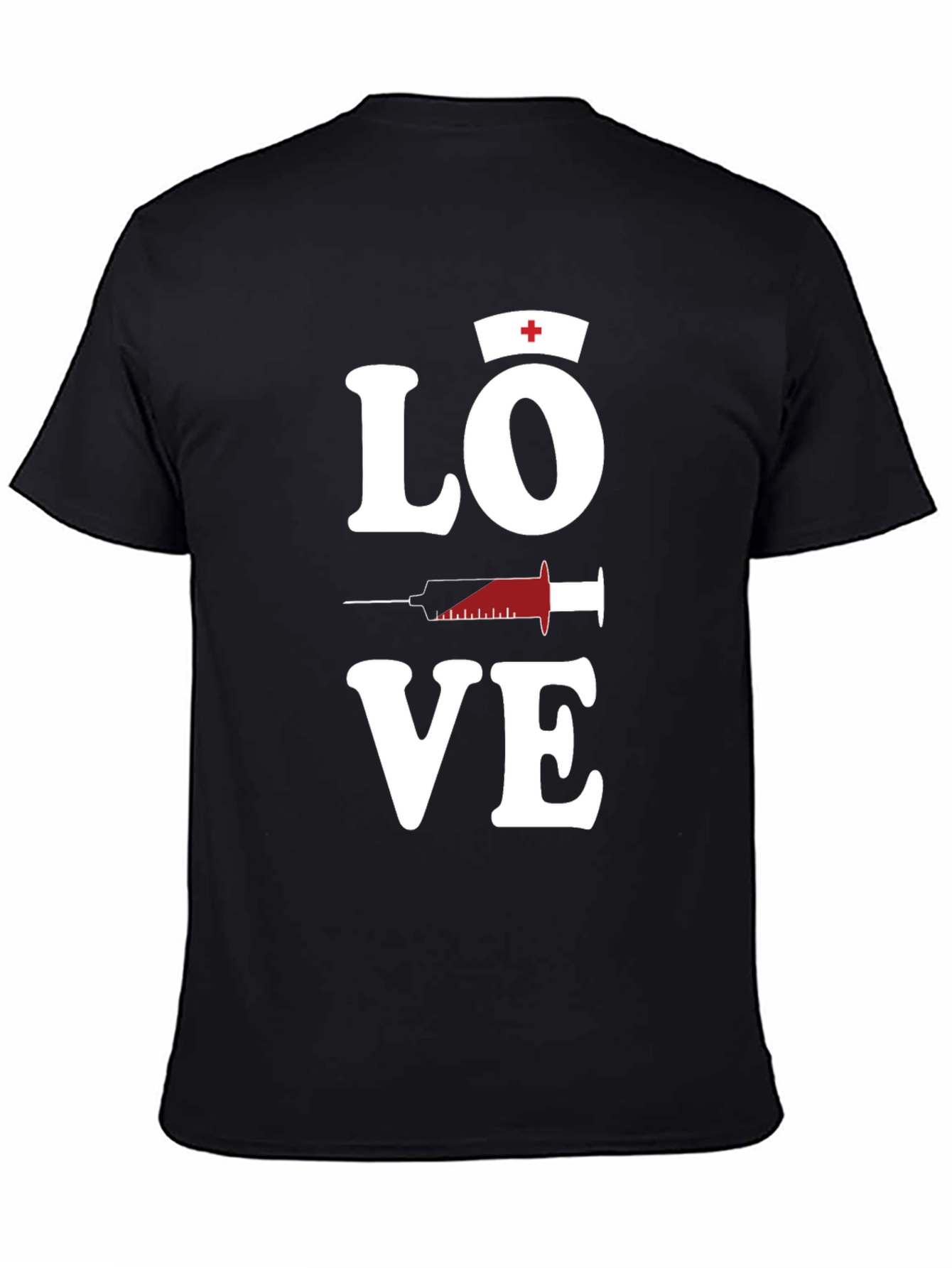 Love Nurse T-Shirt Black Cotton Blend Mens Graphic Tee