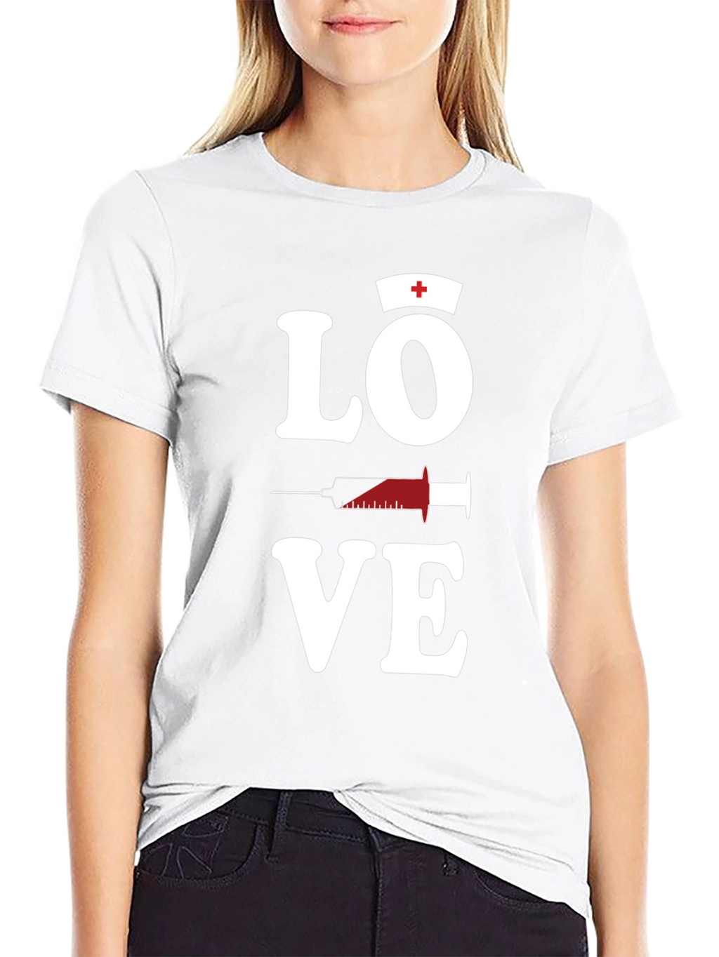 Love Nurse T-Shirt Black Cotton Blend Mens Graphic Tee
