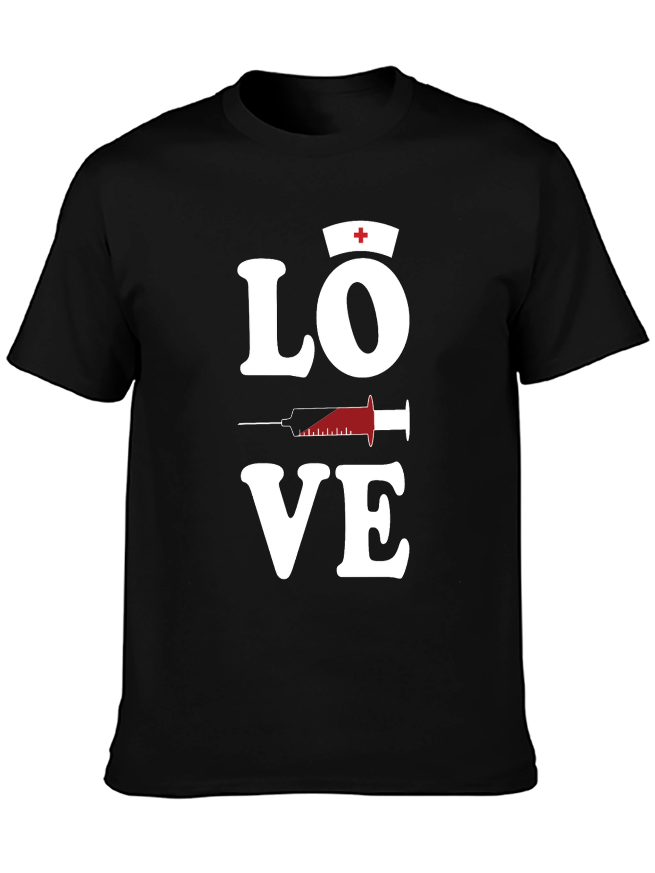 Love Nurse T-Shirt Black Cotton Blend Mens Graphic Tee