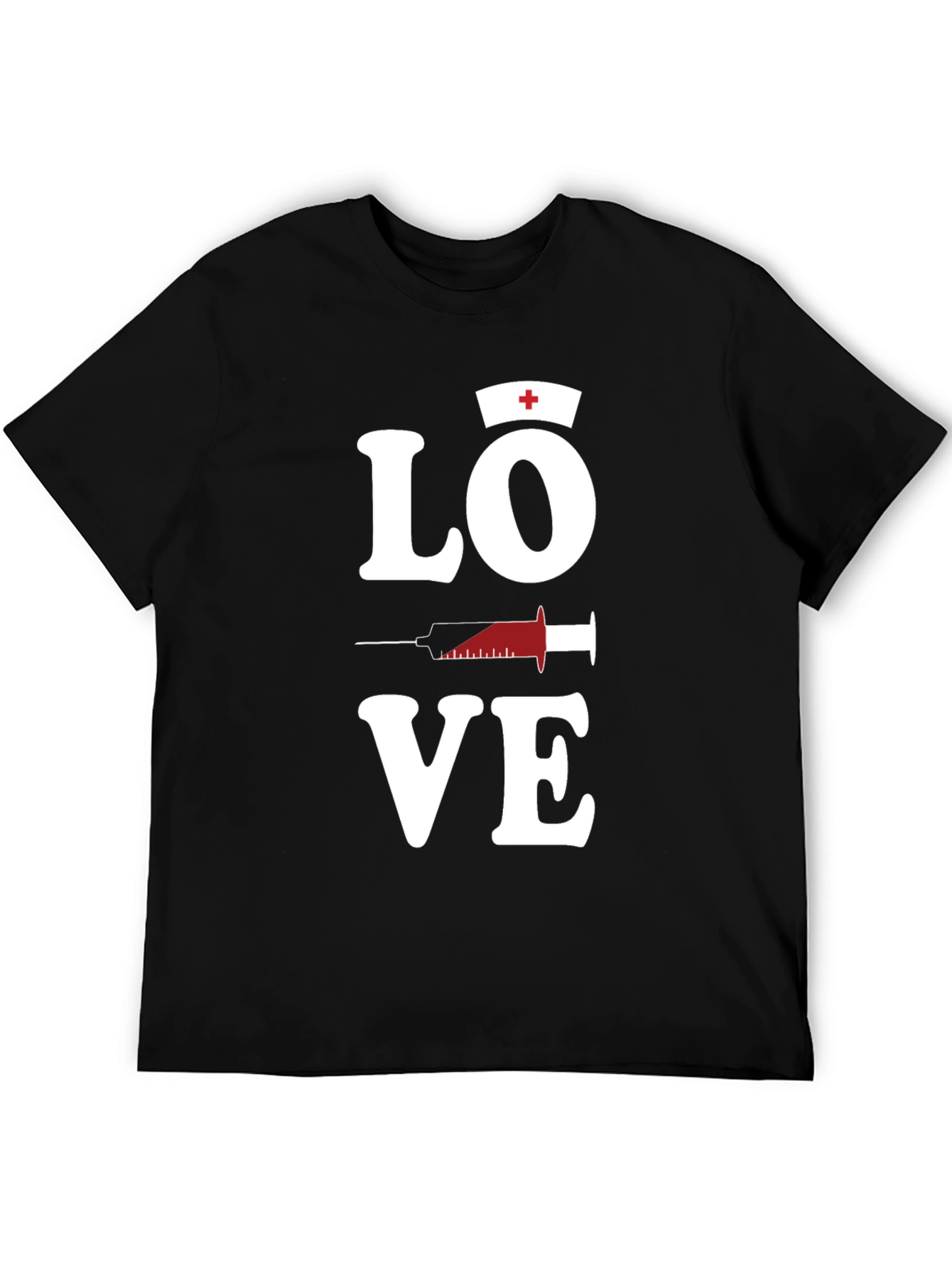 Love Nurse T-Shirt Black Cotton Blend Mens Graphic Tee