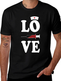 Love Nurse T-Shirt Black Cotton Blend Mens Graphic Tee