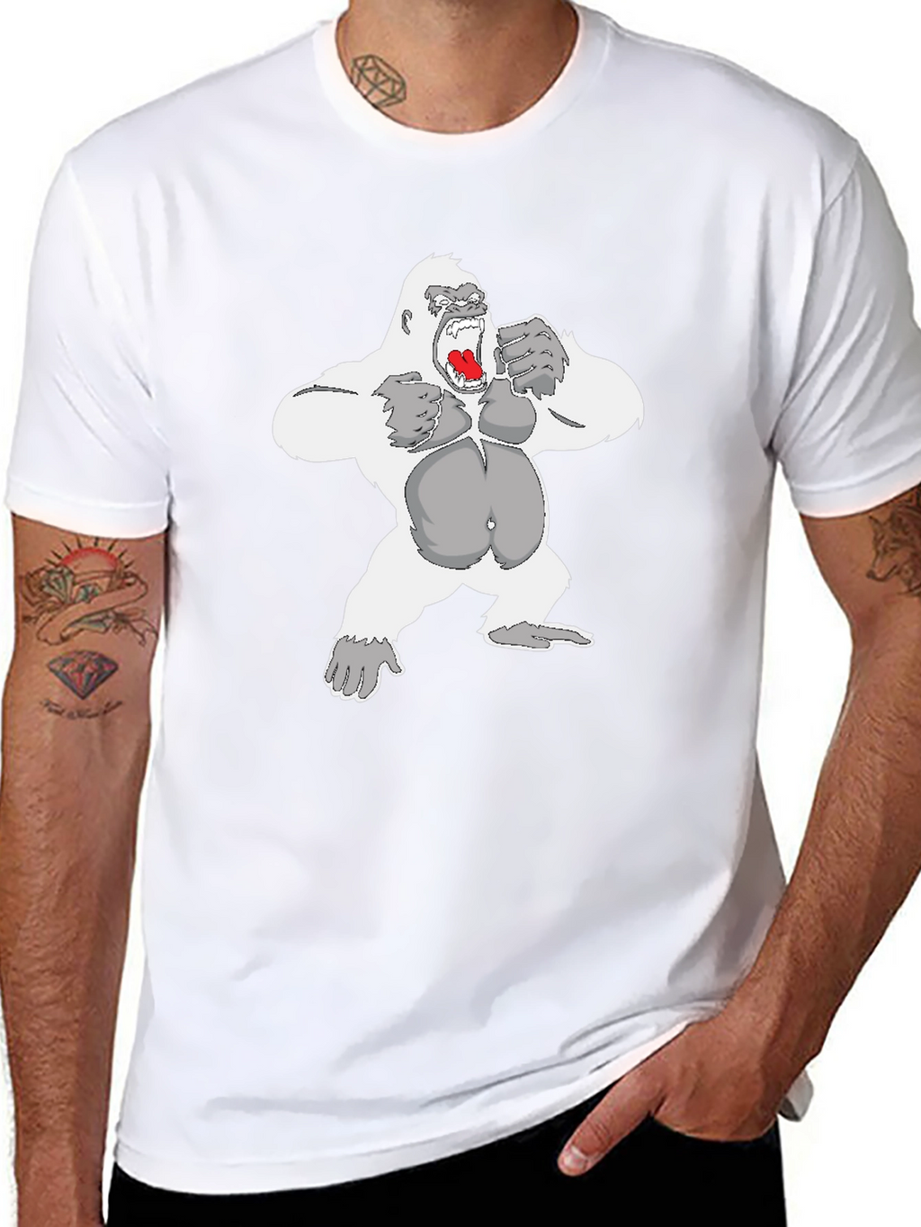 Gorilla Graphic Tee - Black Cotton Casual Wear