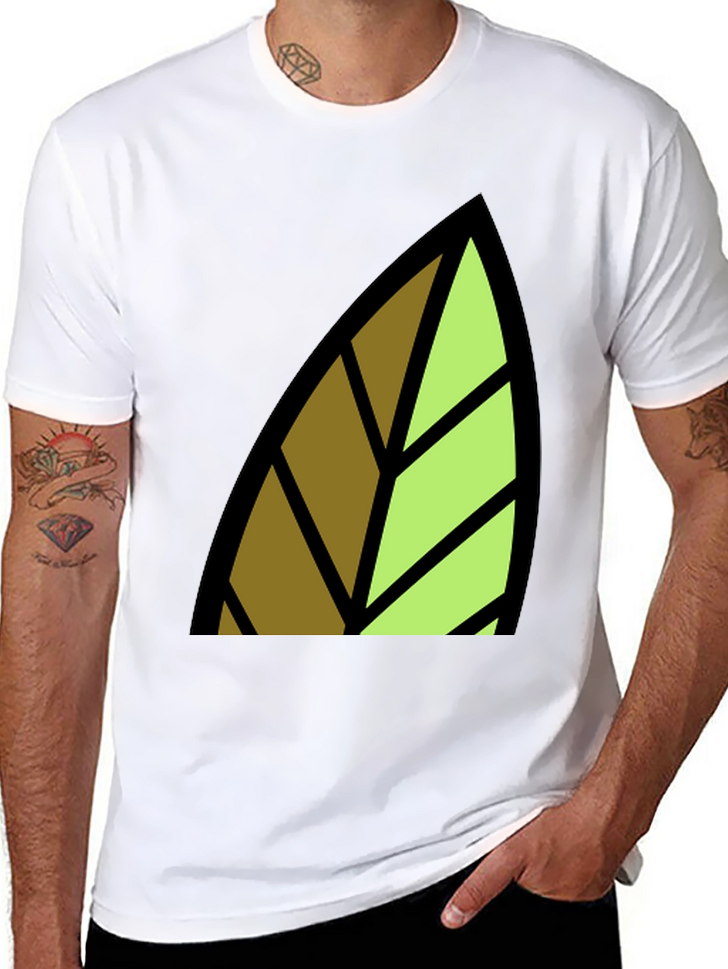 Leaf Graphic Print Black T-Shirt