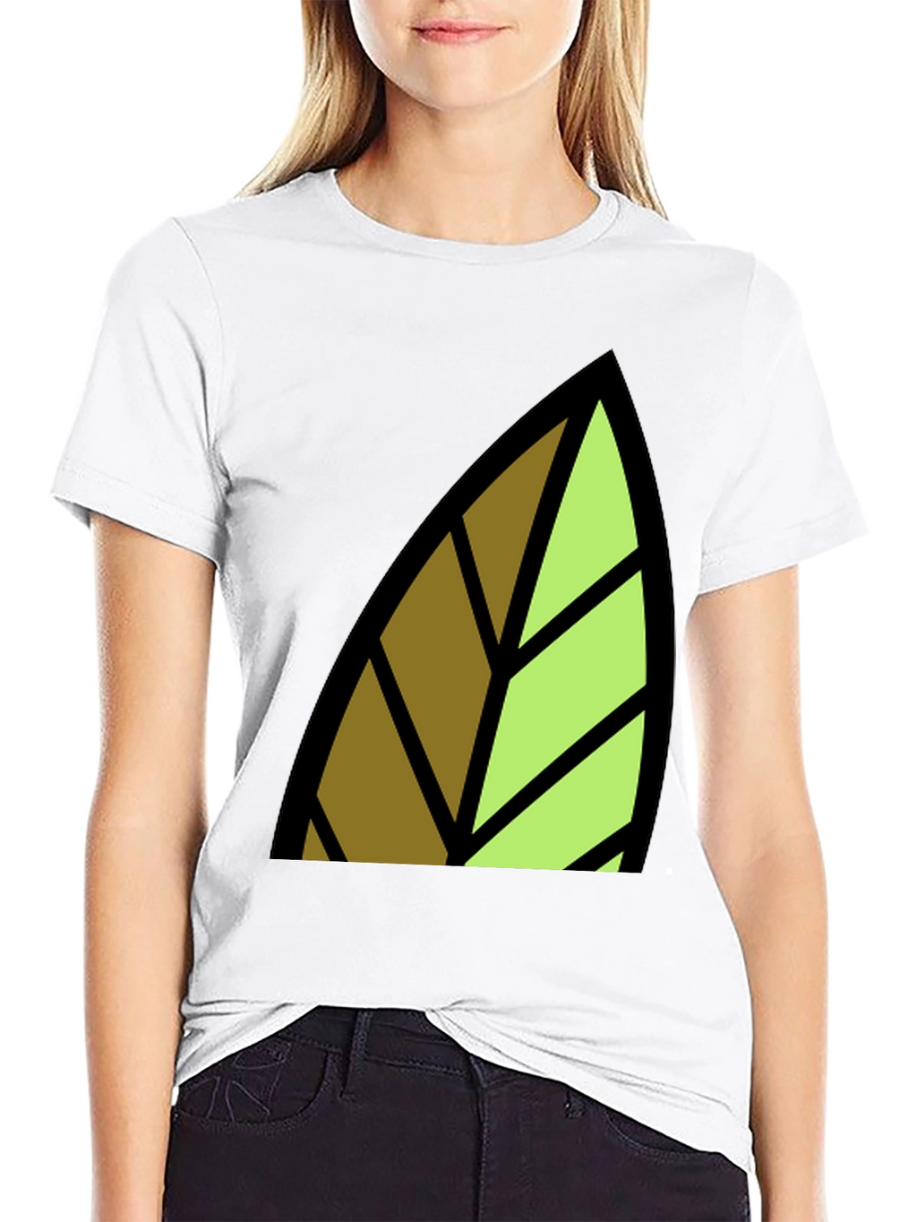 Leaf Graphic Print Black T-Shirt