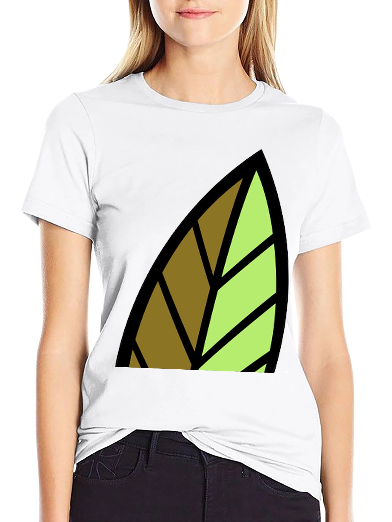Leaf Graphic Print Black T-Shirt