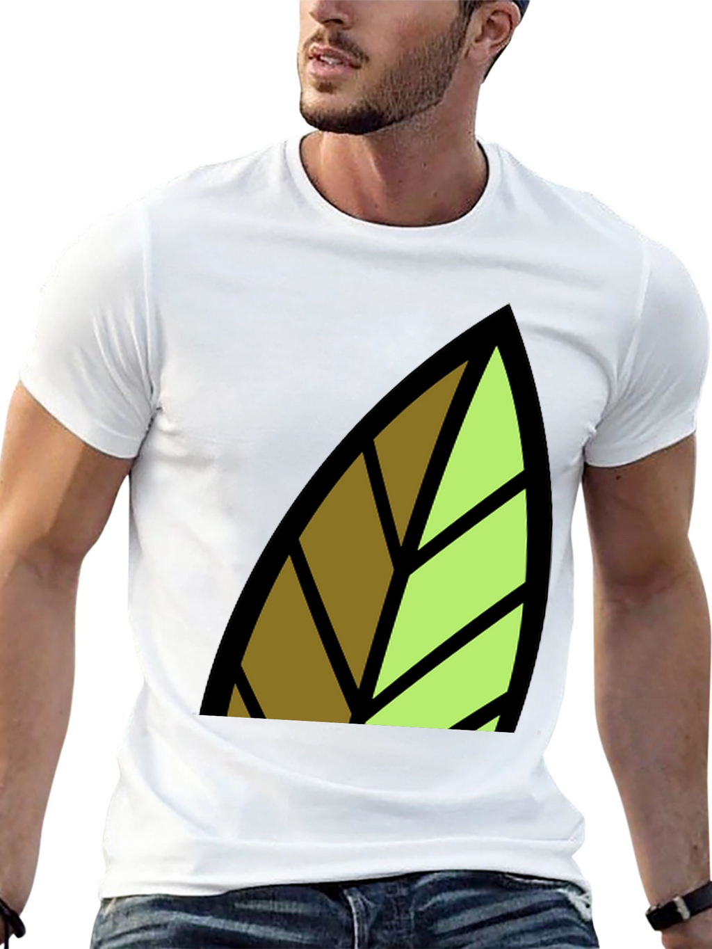 Leaf Graphic Print Black T-Shirt