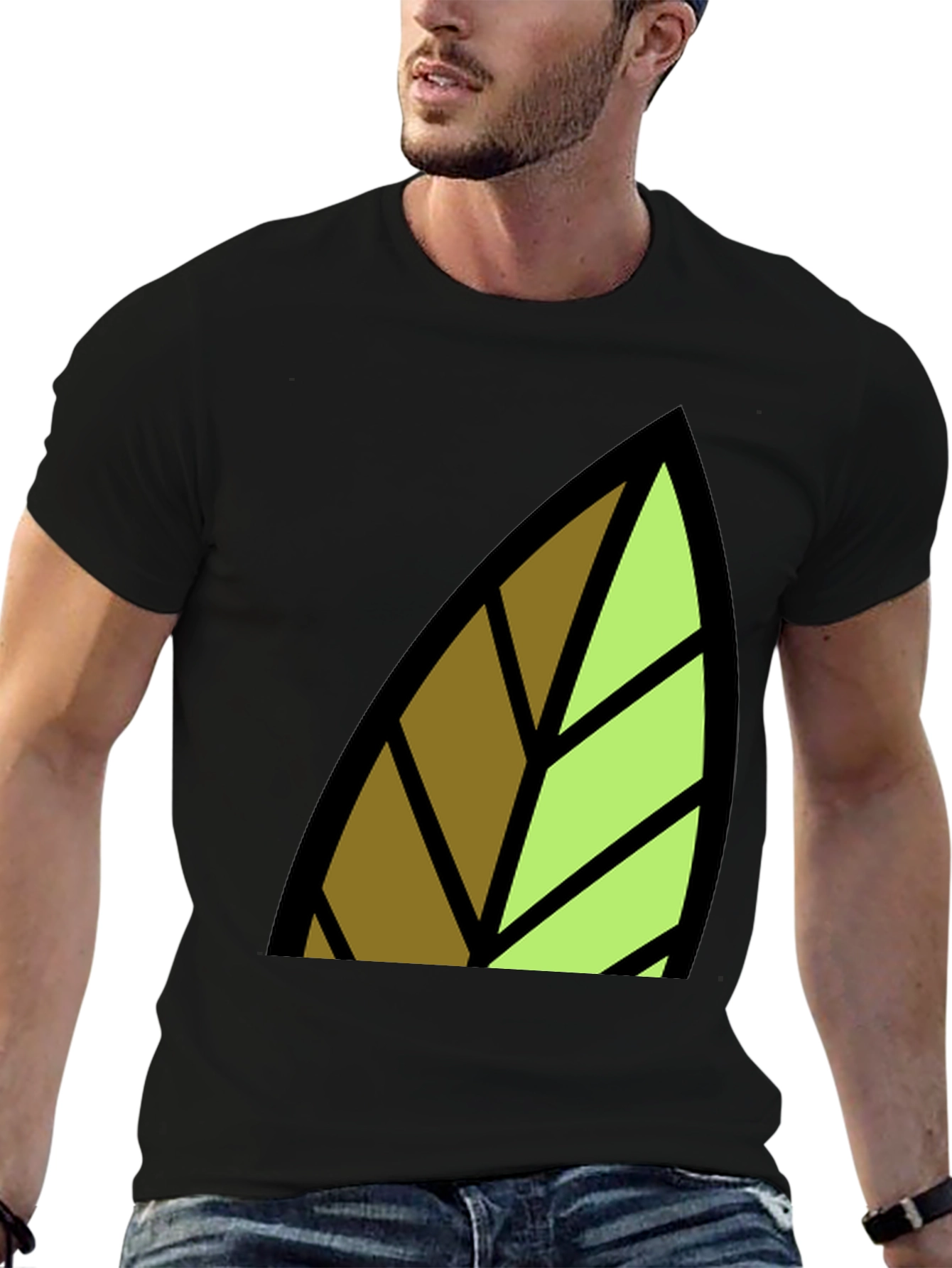 Leaf Graphic Print Black T-Shirt