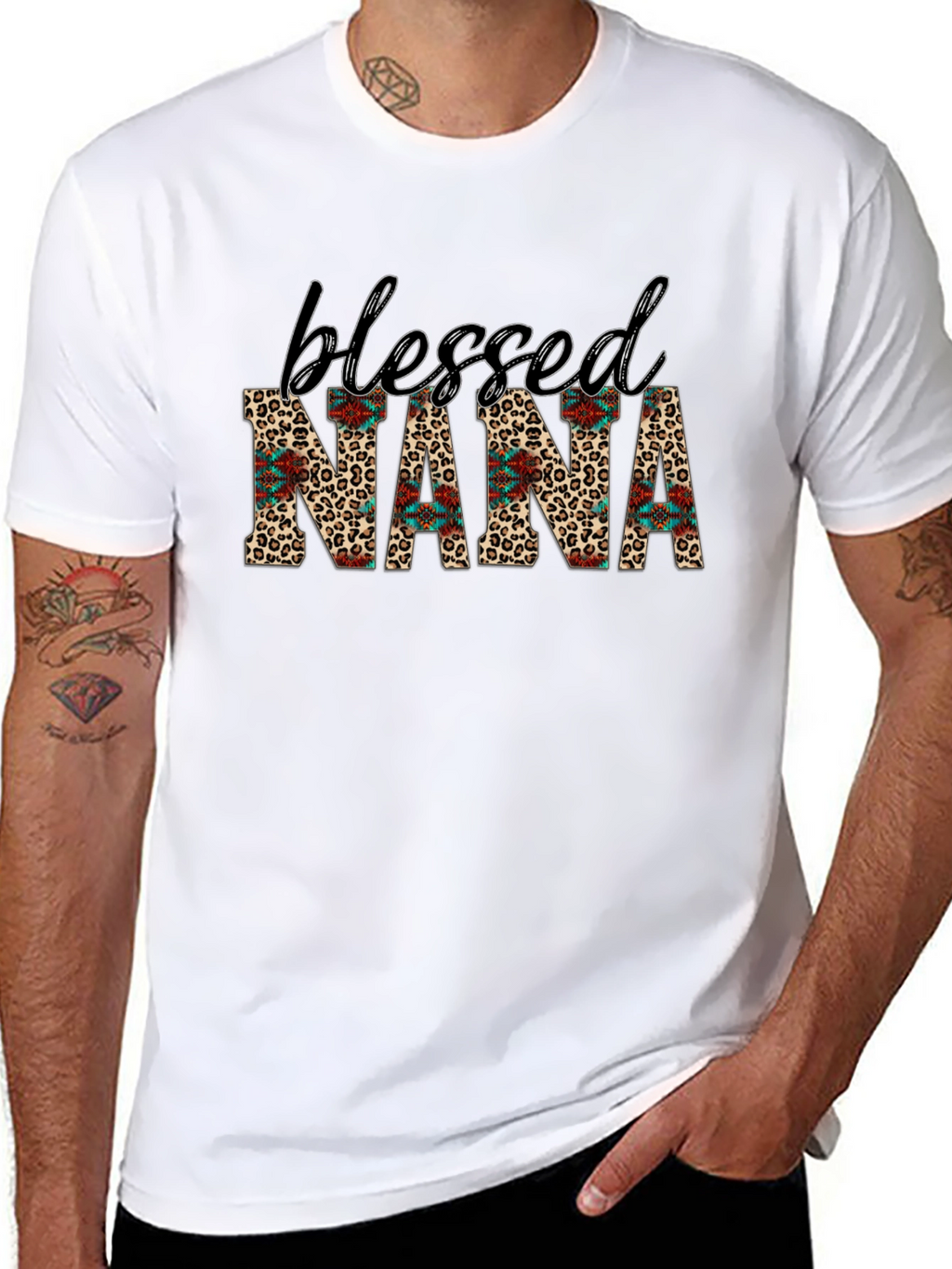 Blessed Nana Graphic Tee - Leopard Print