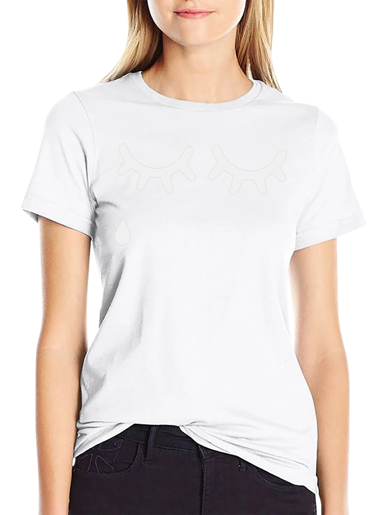 Emotional Graphic Tee - Crying Eyes Black T-Shirt