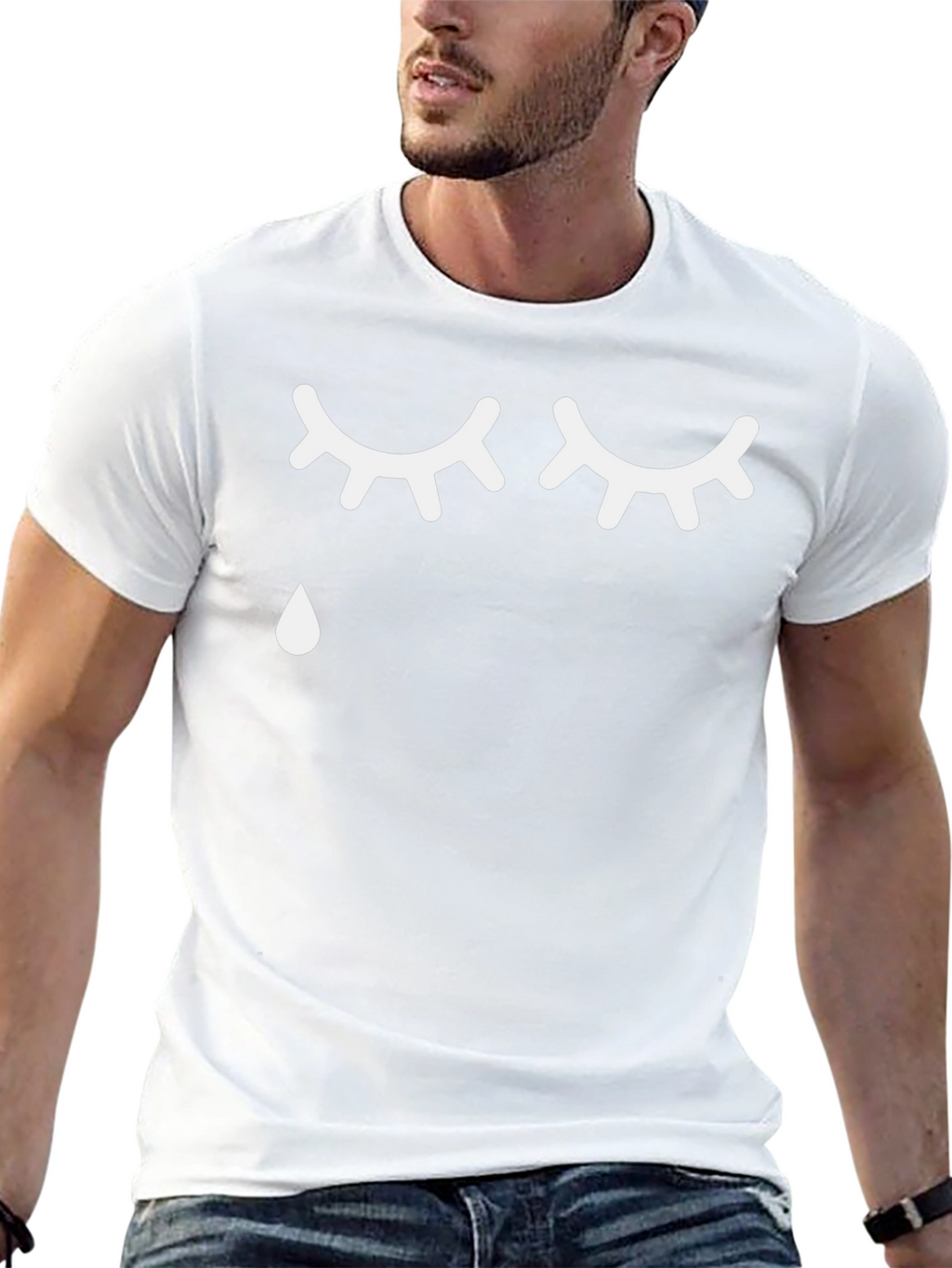 Emotional Graphic Tee - Crying Eyes Black T-Shirt