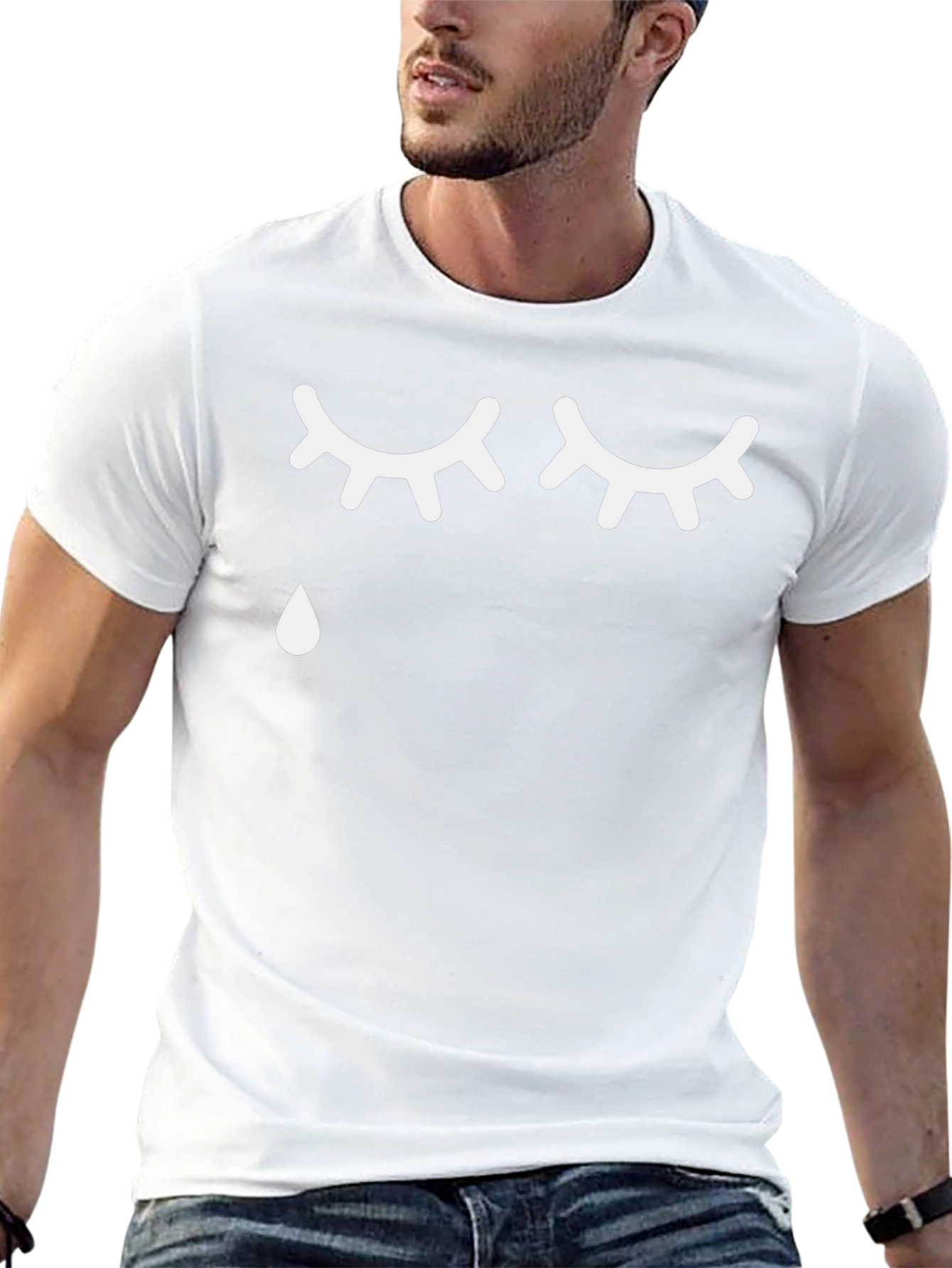 Emotional Graphic Tee - Crying Eyes Black T-Shirt