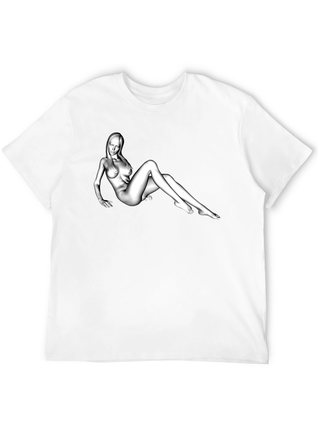 Black T-Shirt with Artistic Figure Graphic