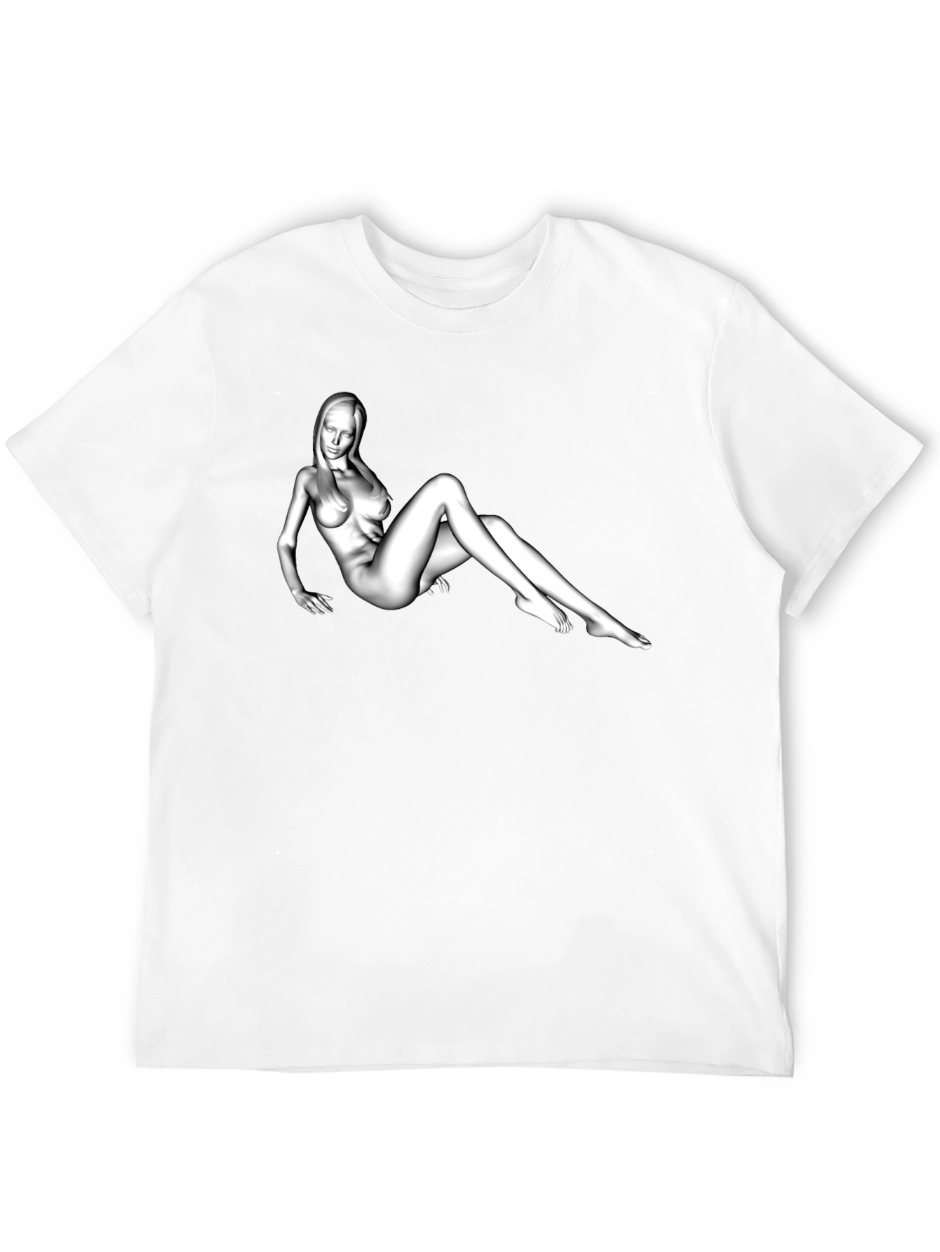 Black T-Shirt with Artistic Figure Graphic