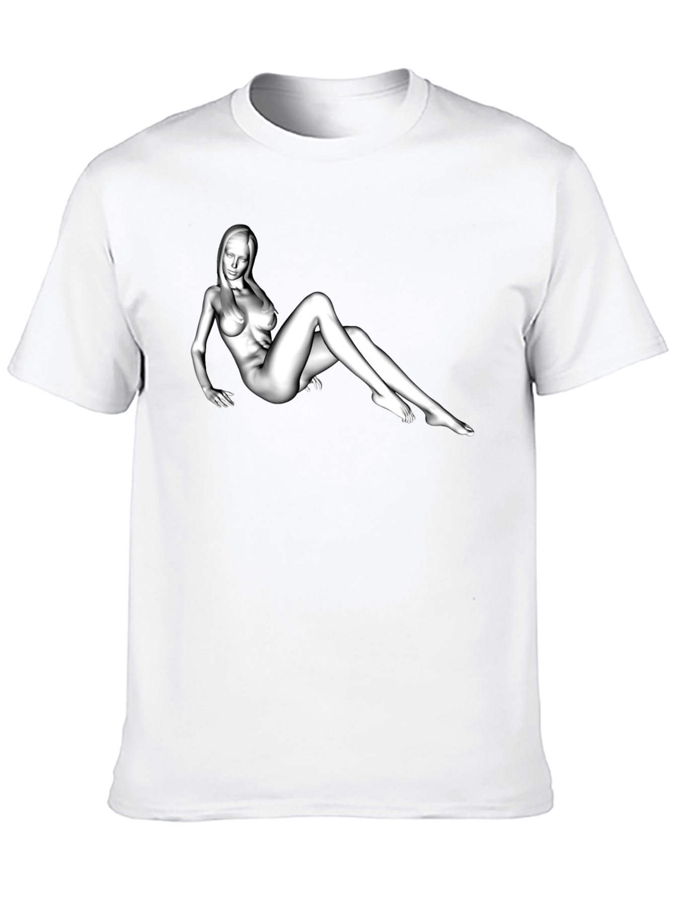 Black T-Shirt with Artistic Figure Graphic