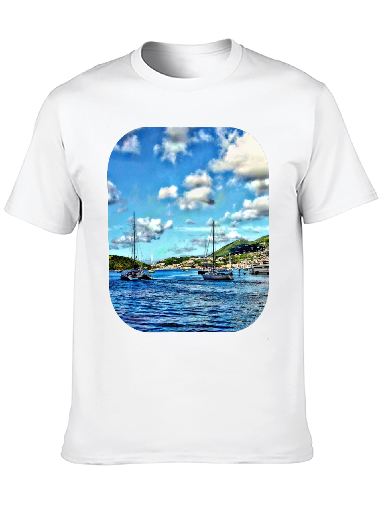 Nautical Sailboat Graphic T-Shirt - Mens Black Tee