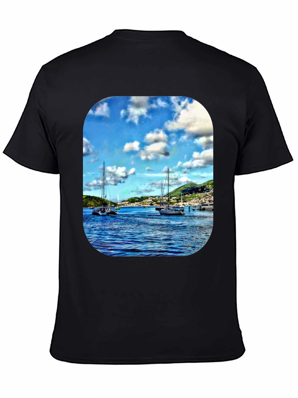 Nautical Sailboat Graphic T-Shirt - Mens Black Tee