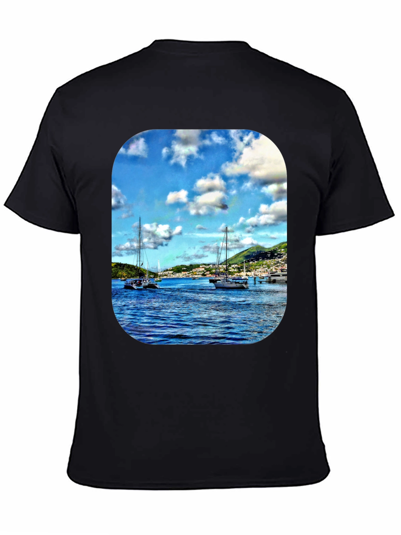 Nautical Sailboat Graphic T-Shirt - Mens Black Tee