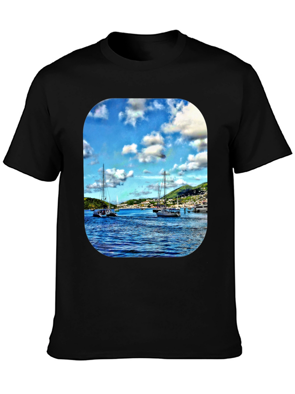 Nautical Sailboat Graphic T-Shirt - Mens Black Tee