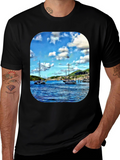 Nautical Sailboat Graphic T-Shirt - Mens Black Tee