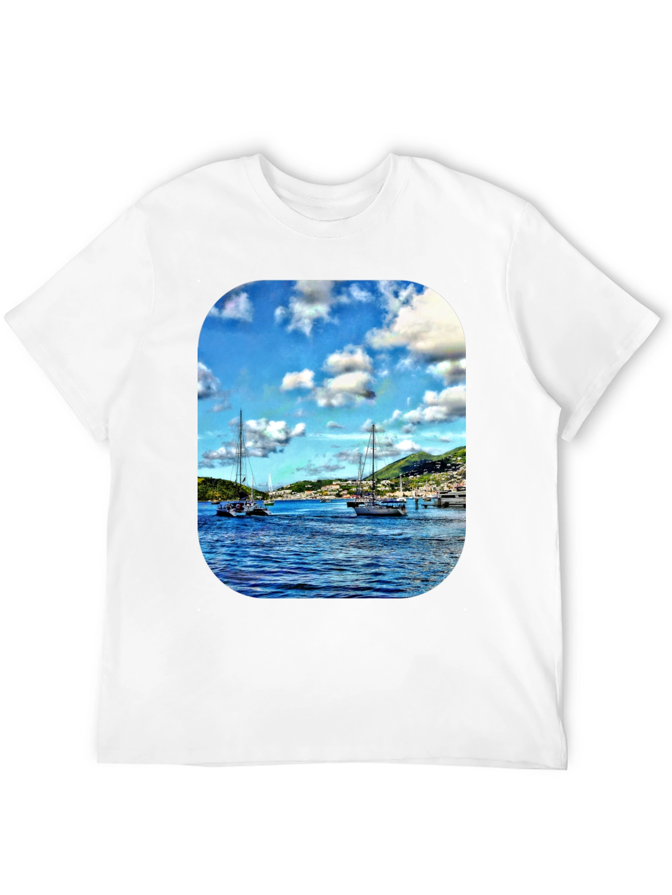Nautical Sailboat Graphic T-Shirt - Mens Black Tee