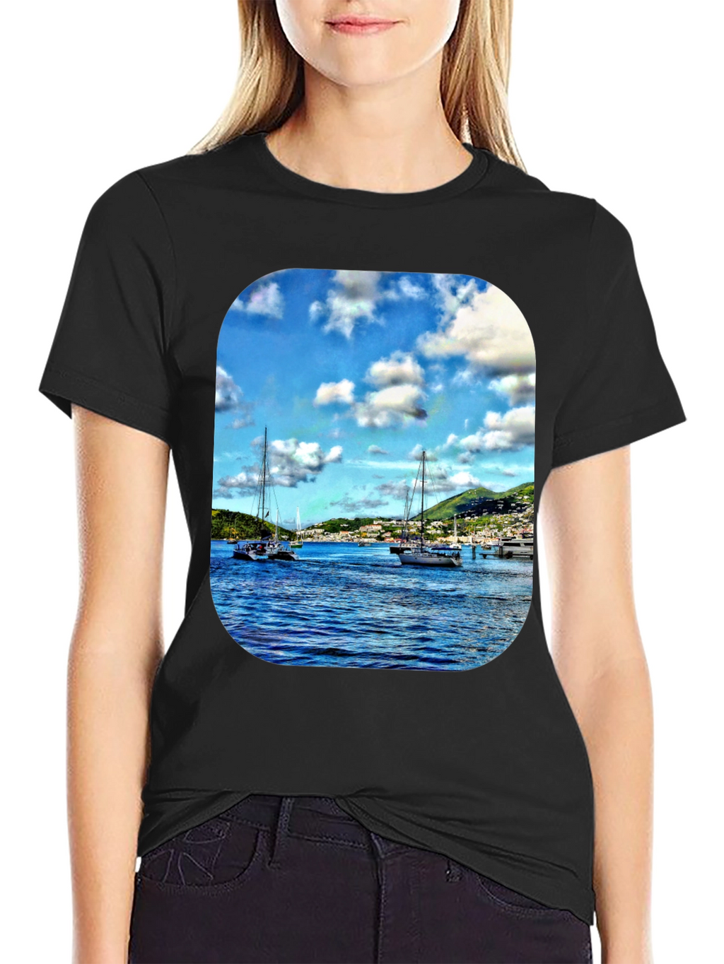 Nautical Sailboat Graphic T-Shirt - Mens Black Tee