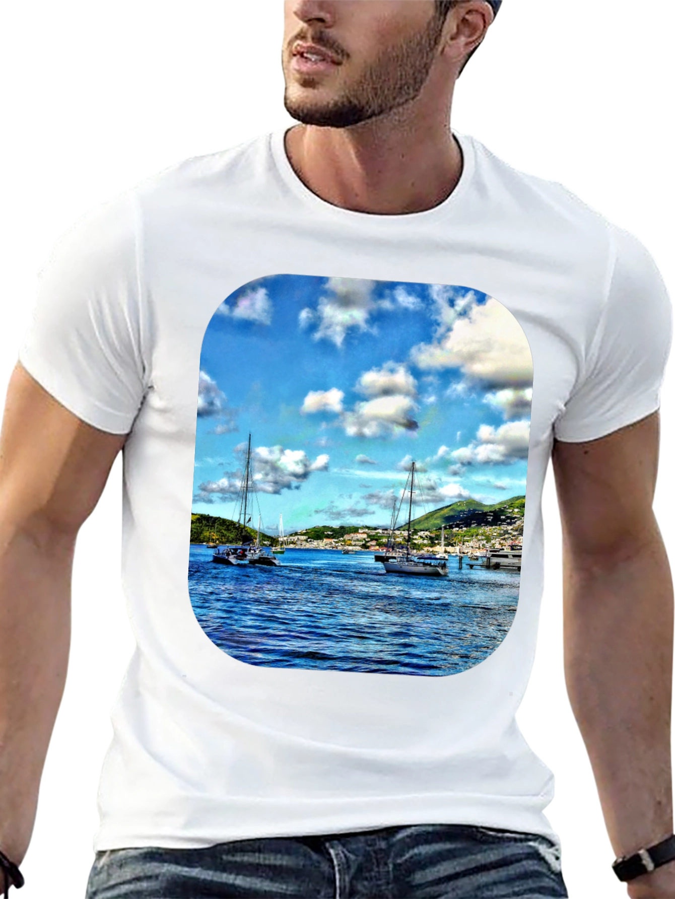 Nautical Sailboat Graphic T-Shirt - Mens Black Tee
