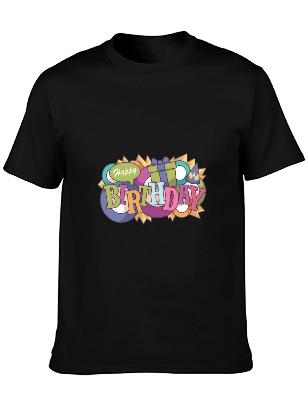 Happy Birthday Graphic Black T-Shirt