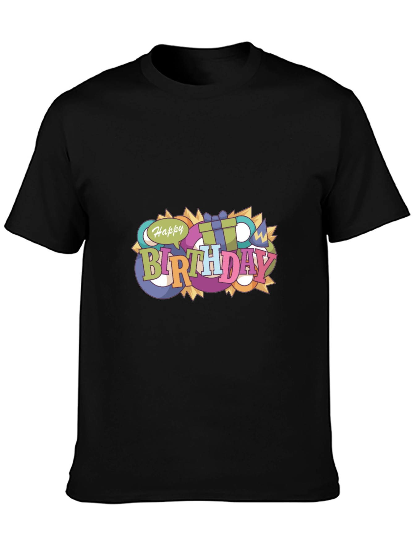 Happy Birthday Graphic Black T-Shirt