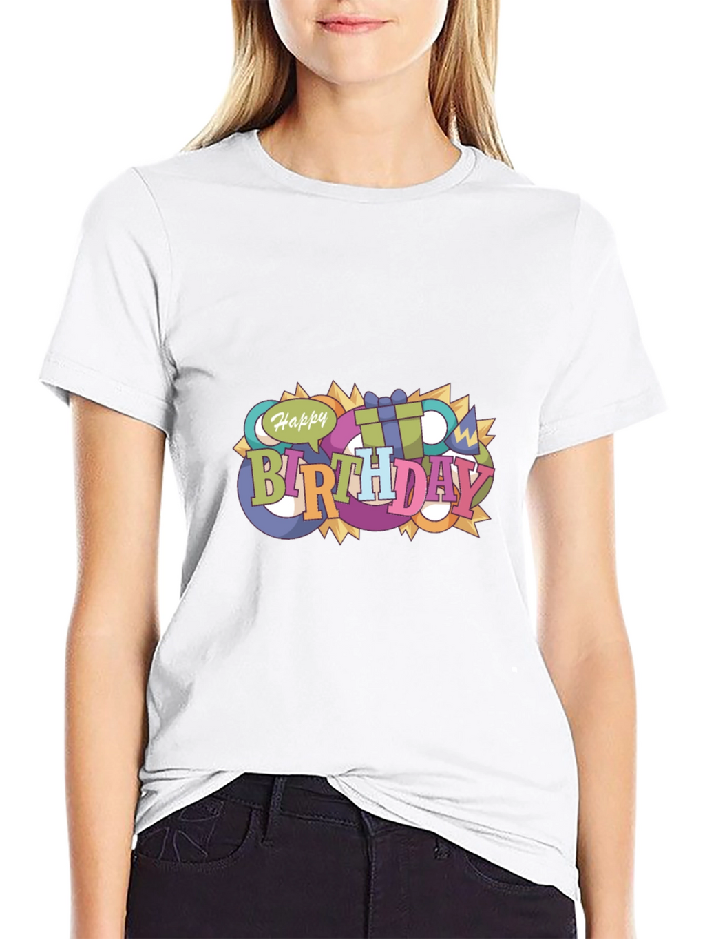 Happy Birthday Graphic Black T-Shirt