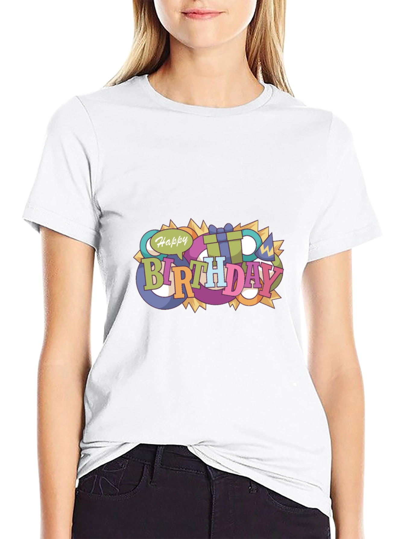 Happy Birthday Graphic Black T-Shirt