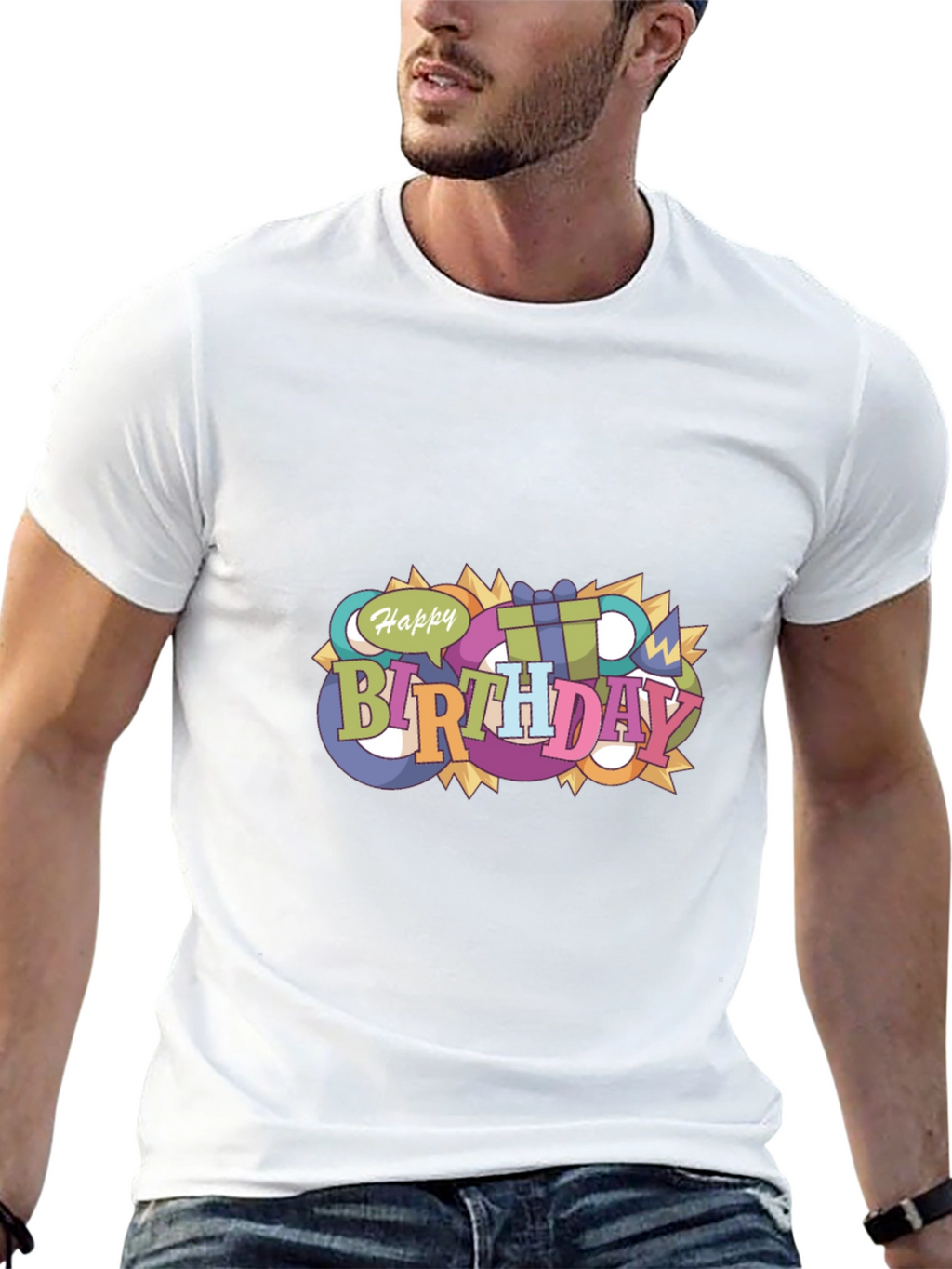 Happy Birthday Graphic Black T-Shirt
