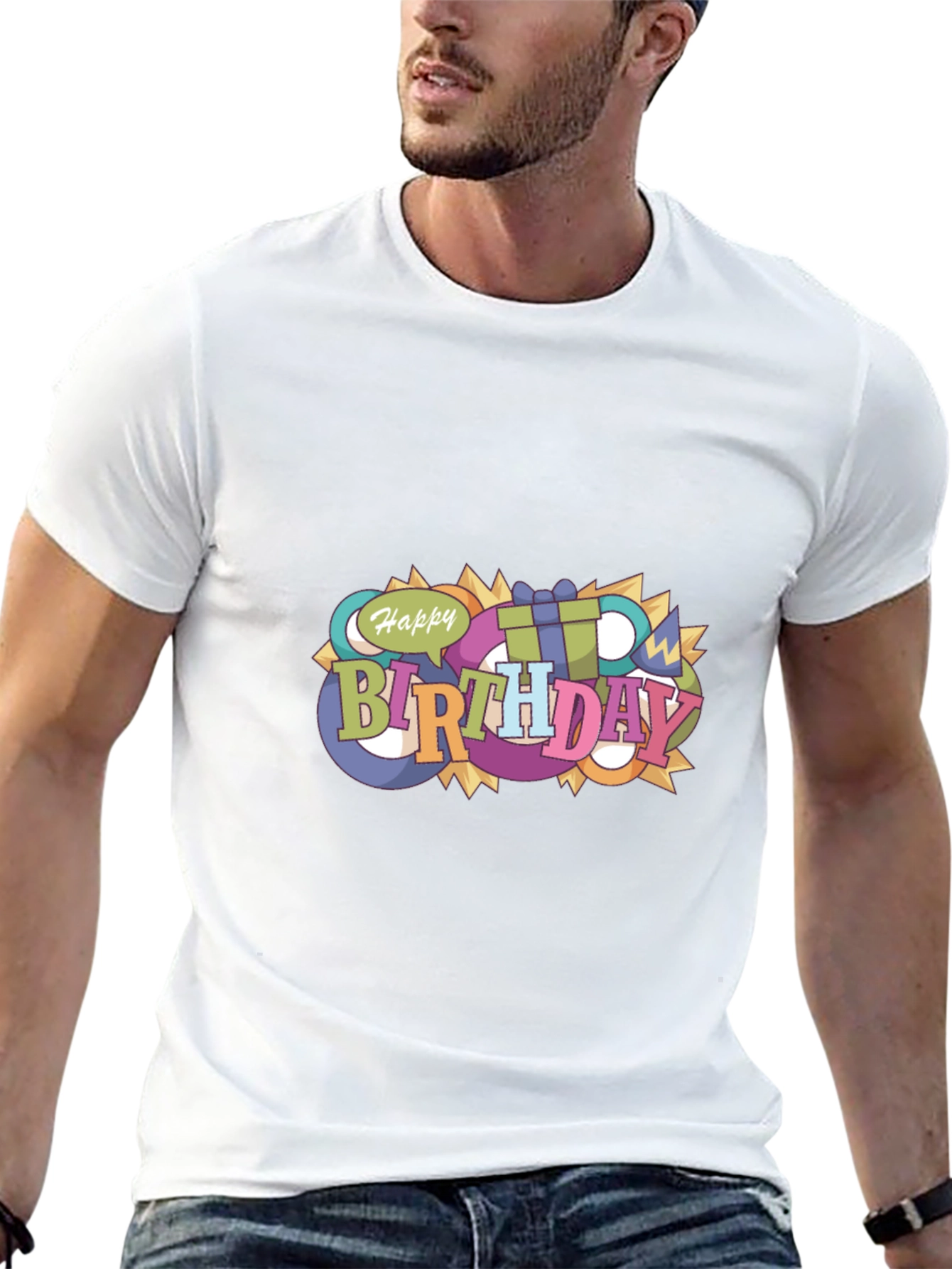 Happy Birthday Graphic Black T-Shirt