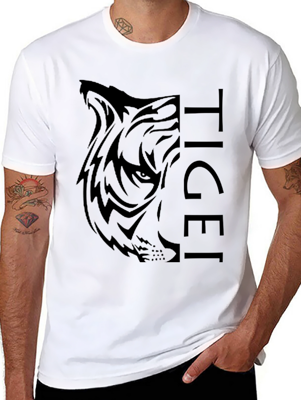 Tiger Graphic Black T-Shirt - Mens Fashion