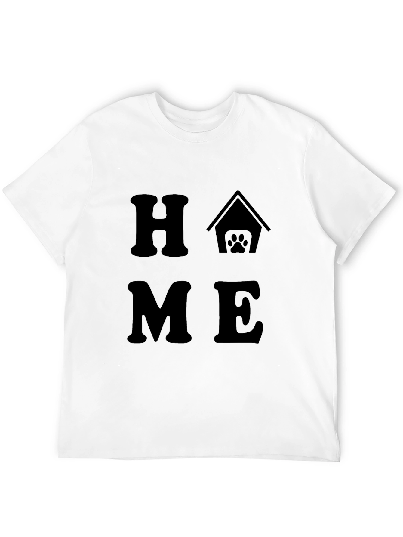 Home Dog Paw Graphic Tee - Black Cotton T-Shirt